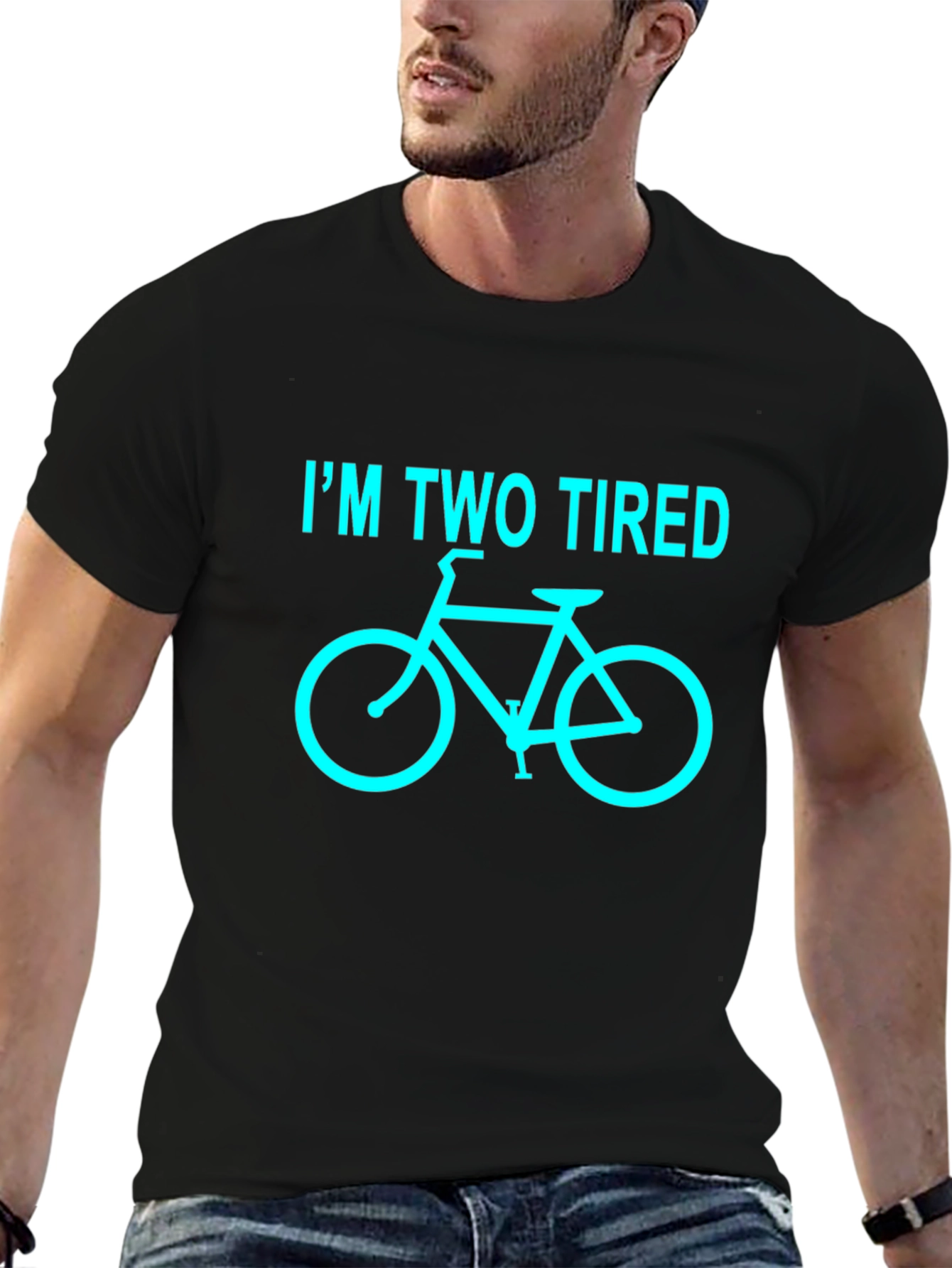 Black I'm Two Tired Bicycle Graphic Tee - Black view 6