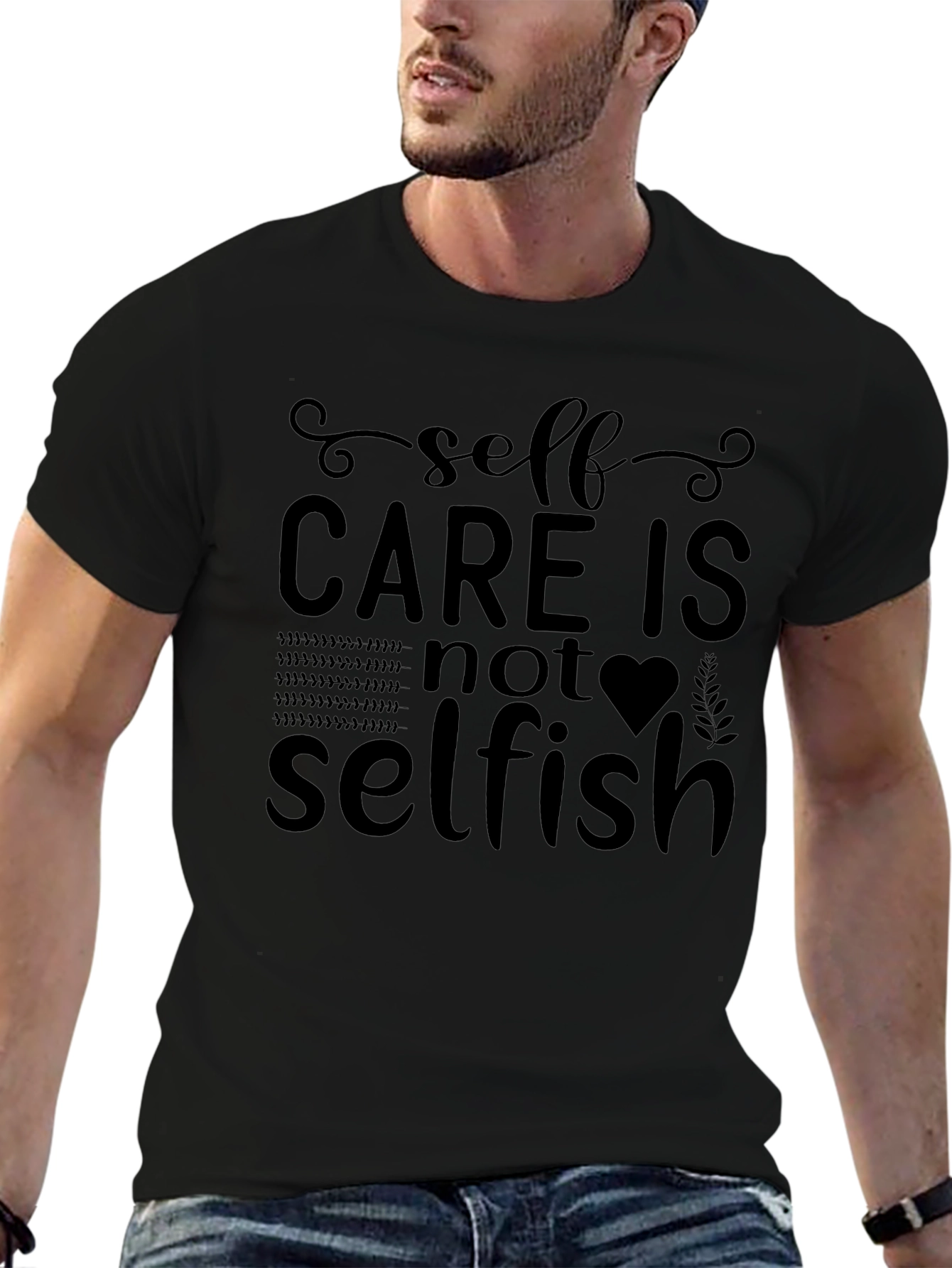 Black Self-Care T-Shirt - Not Selfish Graphic Tee view 6