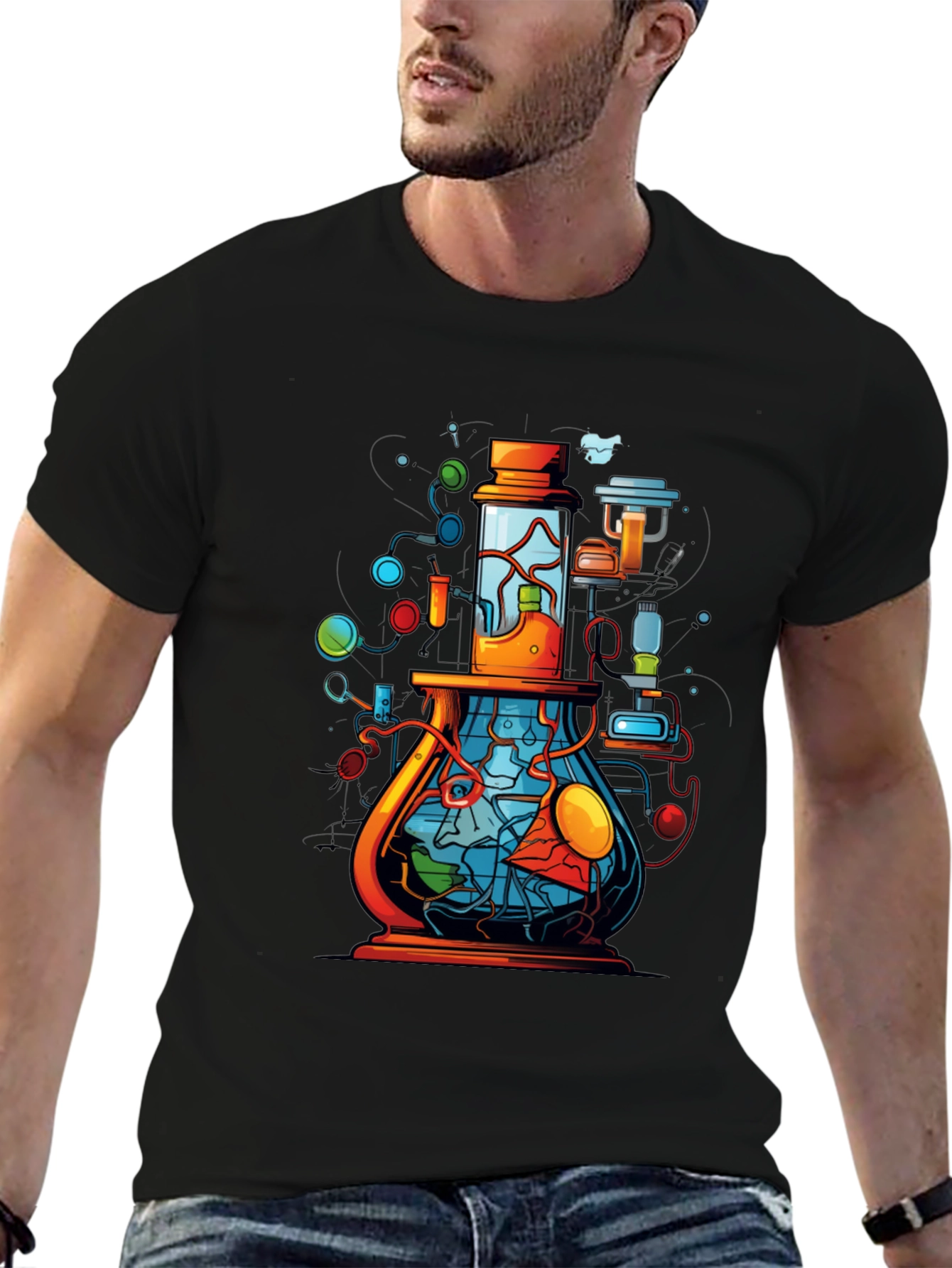 Black Science Flask Graphic T-Shirt view 6