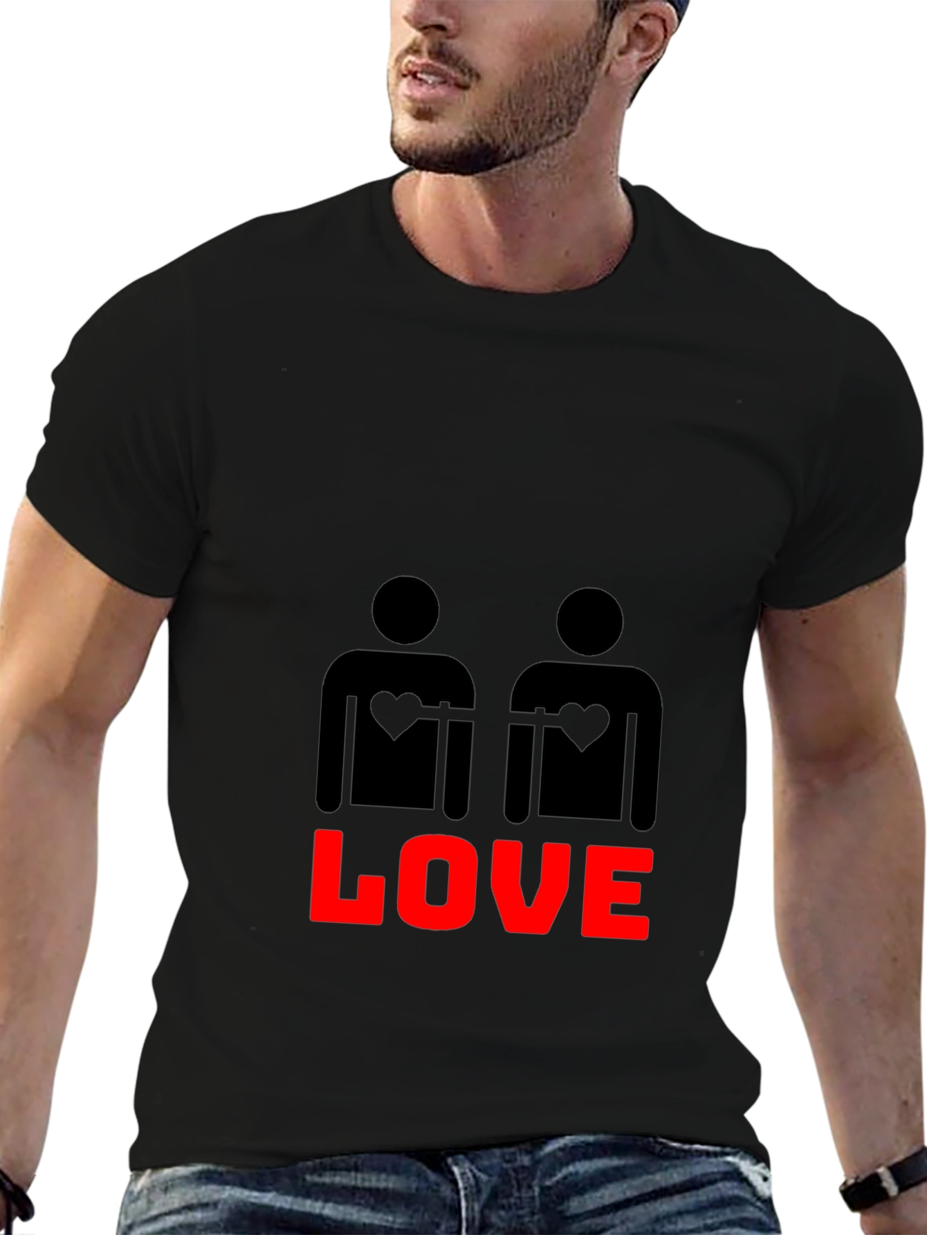 Black Love Wins Graphic Tee - Black Cotton Blend view 6