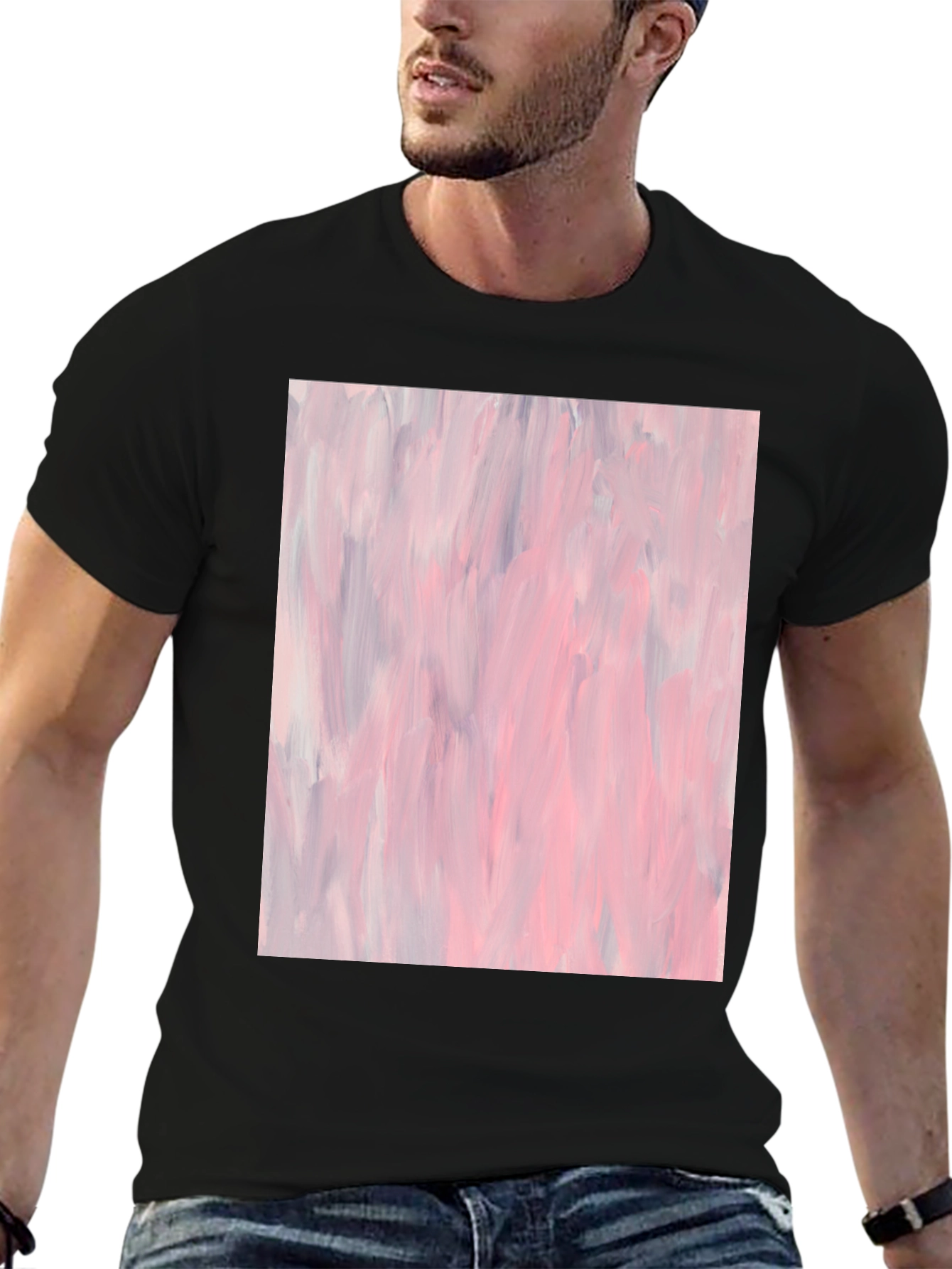 Black Abstract Art Black Cotton T-Shirt view 6