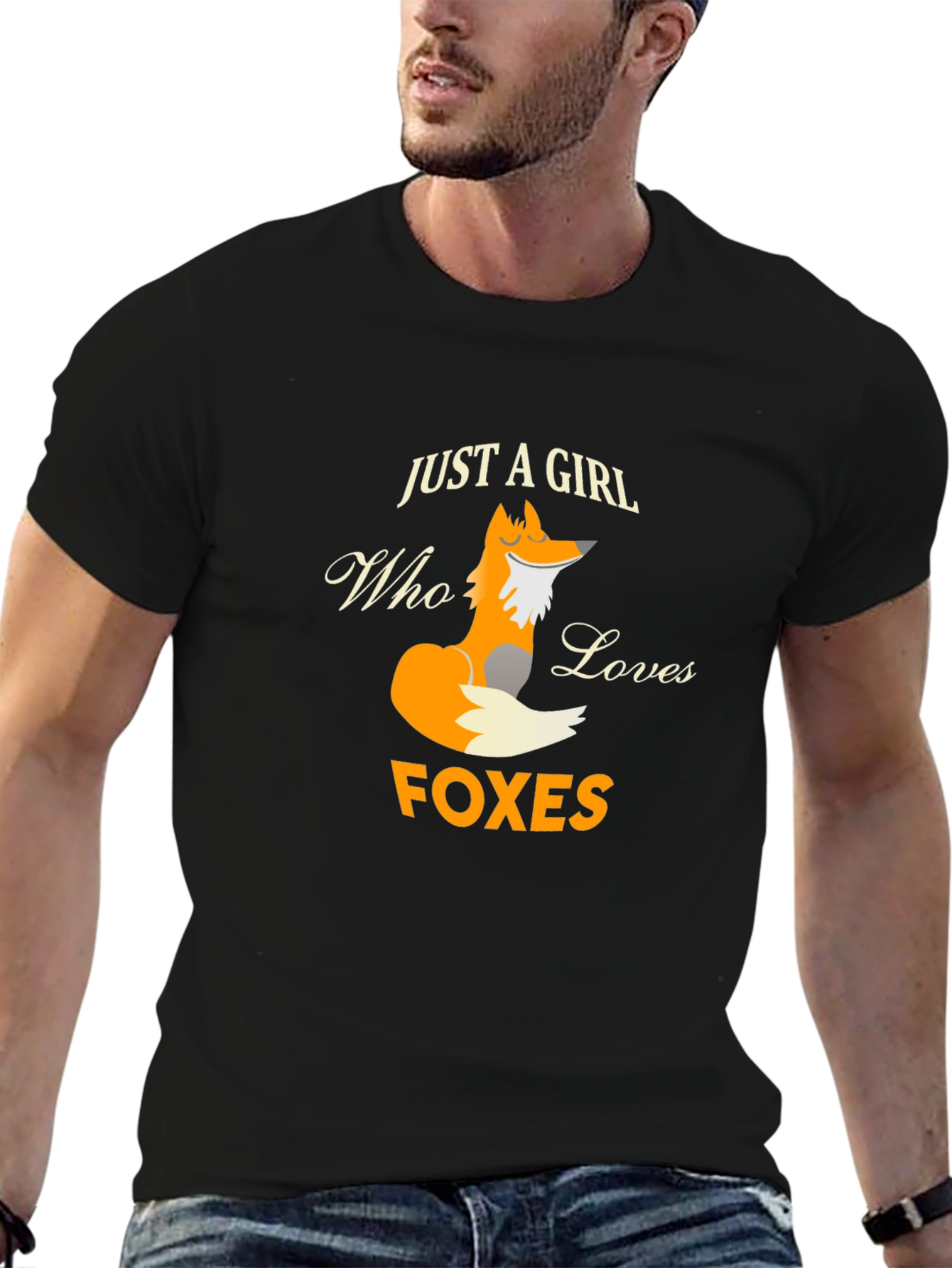 Black Just A Girl Who Loves Foxes Graphic T-Shirt view 6