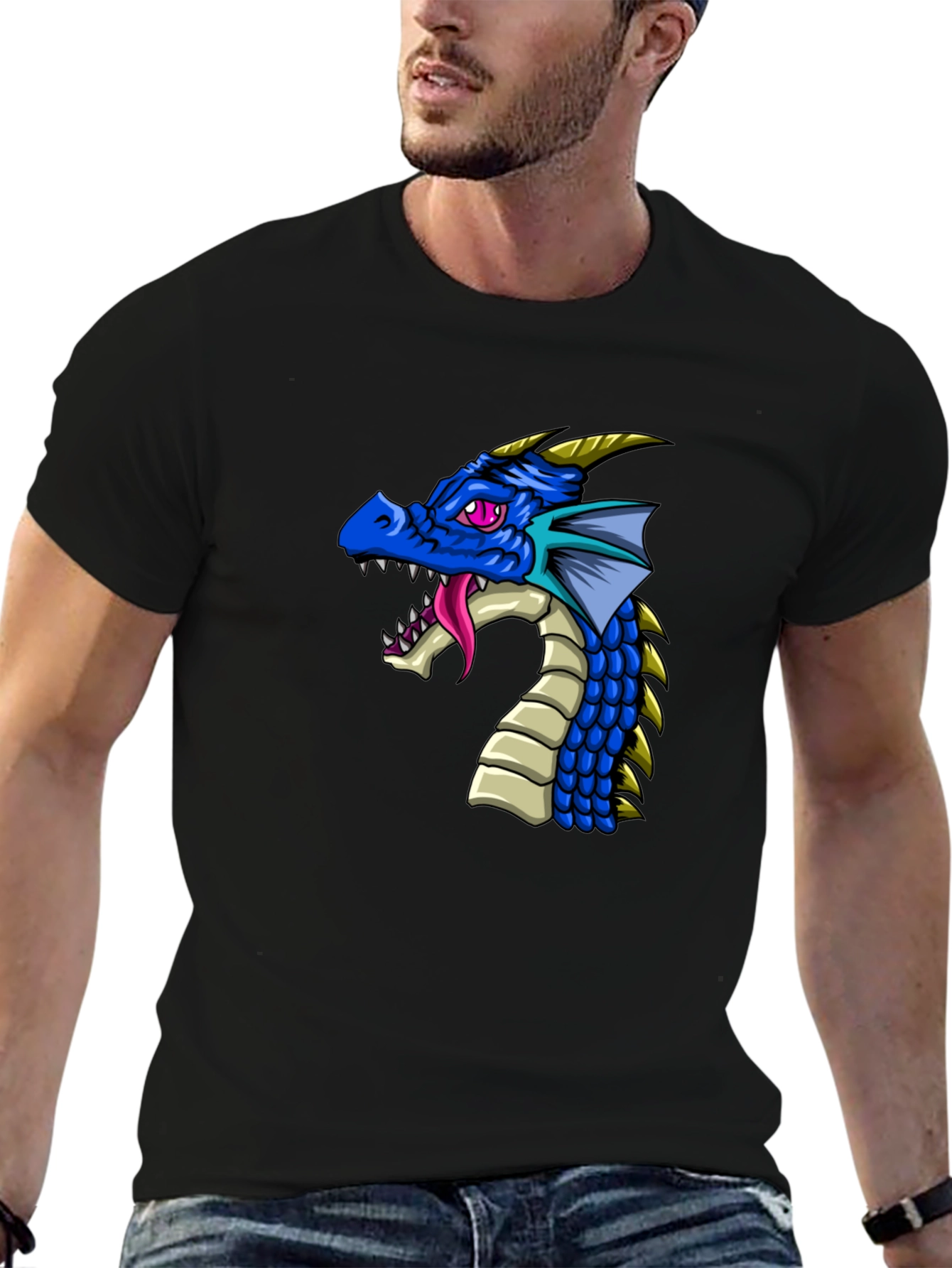 Black Dragon Graphic Print Black T-Shirt view 6