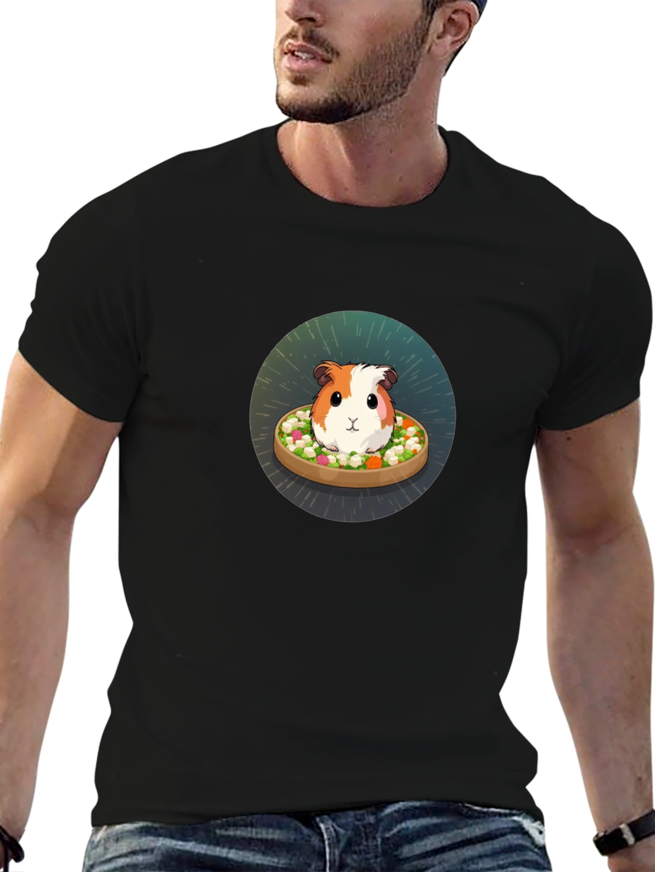 Black Guinea Pig Salad T-Shirt view 6