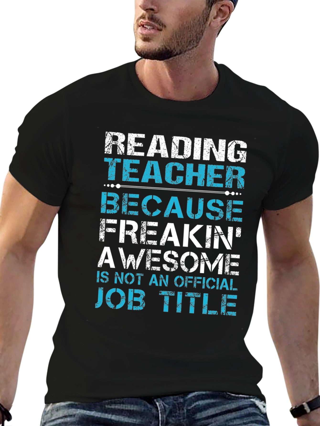 Black Reading Teacher Awesome Job Title T-Shirt view 6
