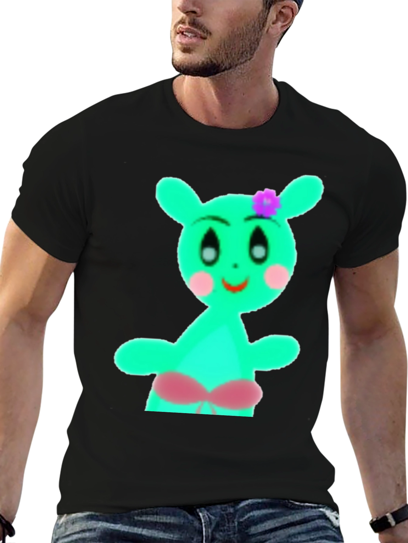 Black Funky Cartoon T-Shirt - Unique Design view 6
