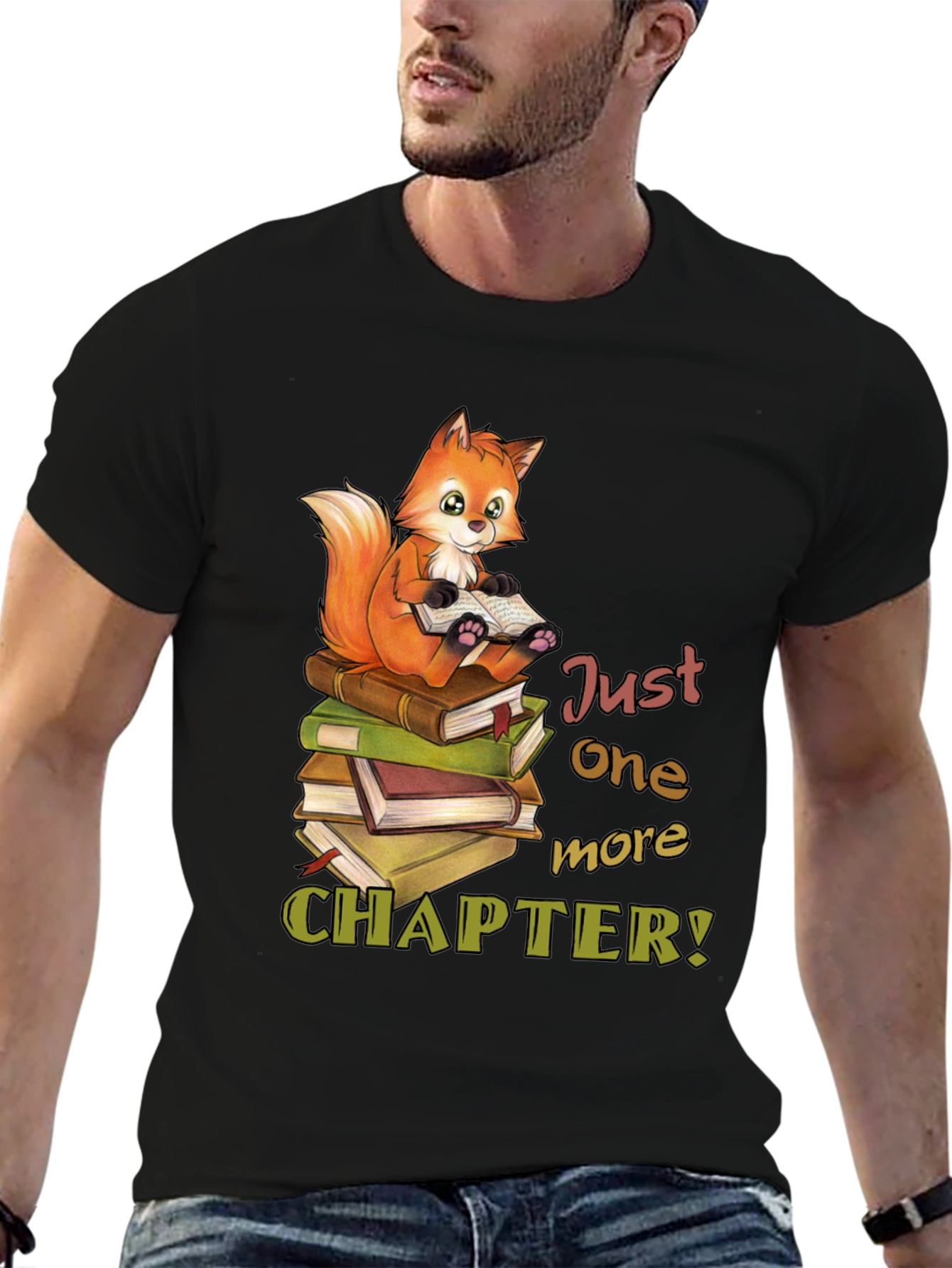 Black Bookworm Fox T-Shirt - Just One More Chapter view 6