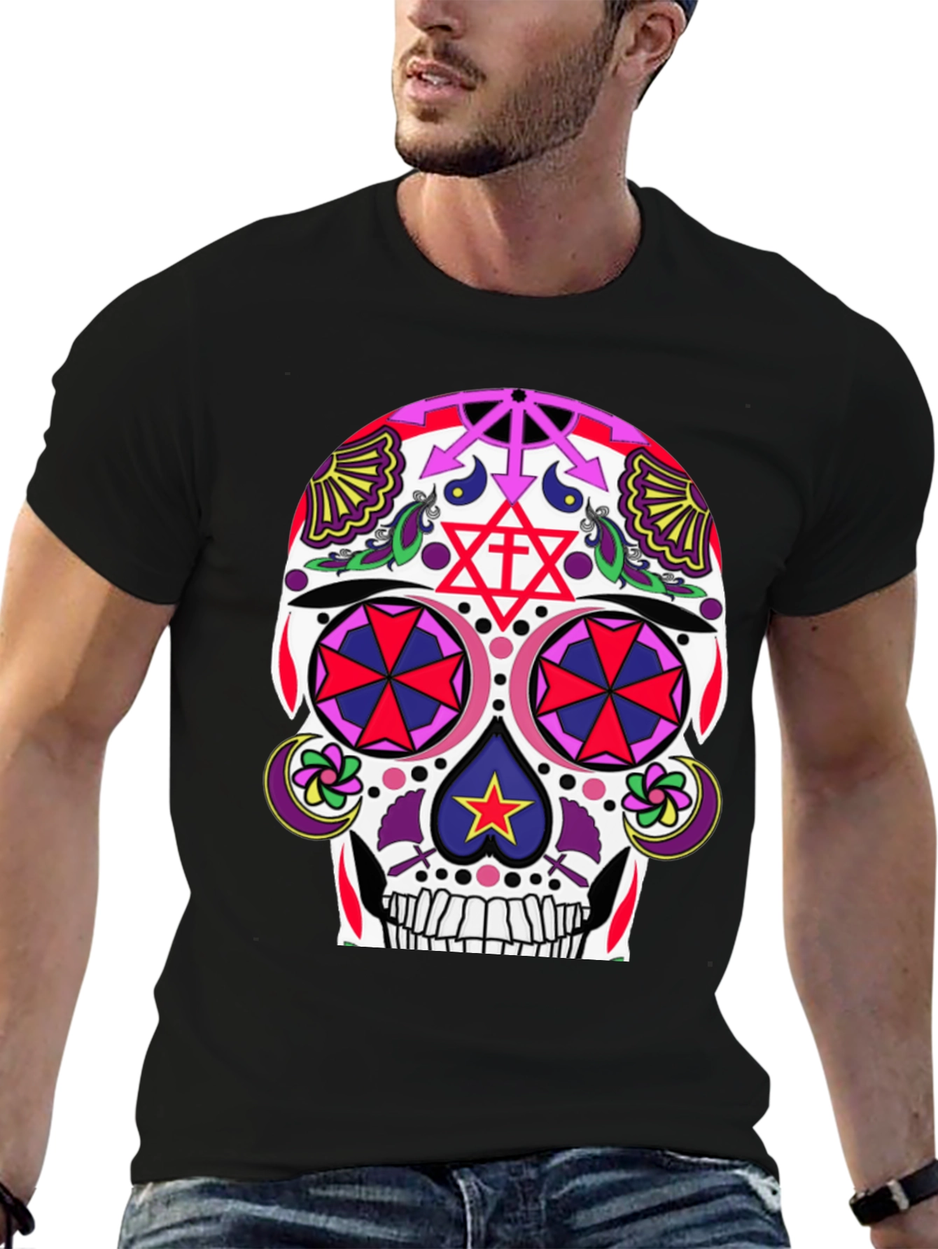 Black Sugar Skull T-Shirt - Day of the Dead view 6