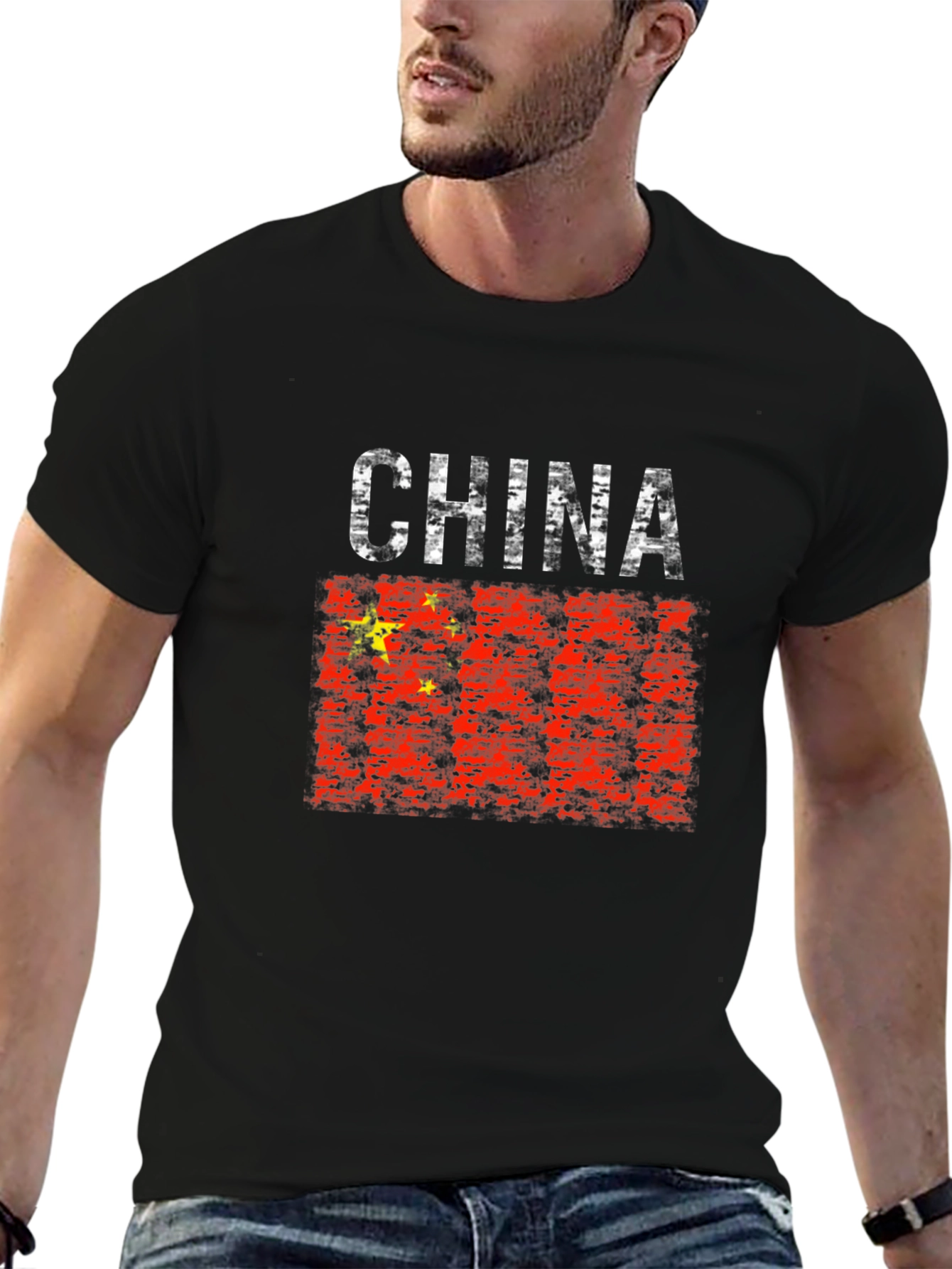 Black China Flag Graphic T-Shirt - Patriotic Tee view 6