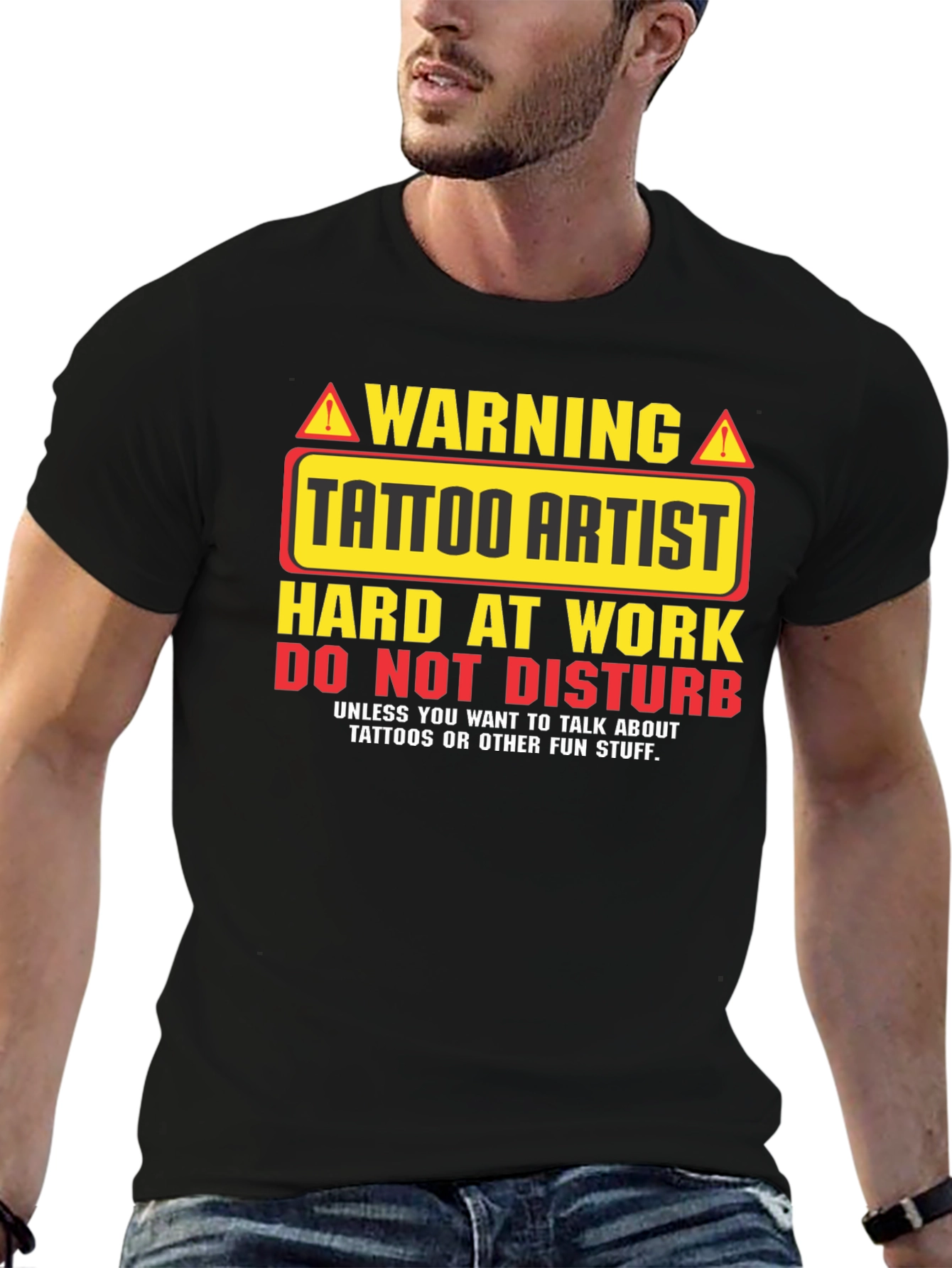 Black Tattoo Artist Warning Graphic T-Shirt view 6