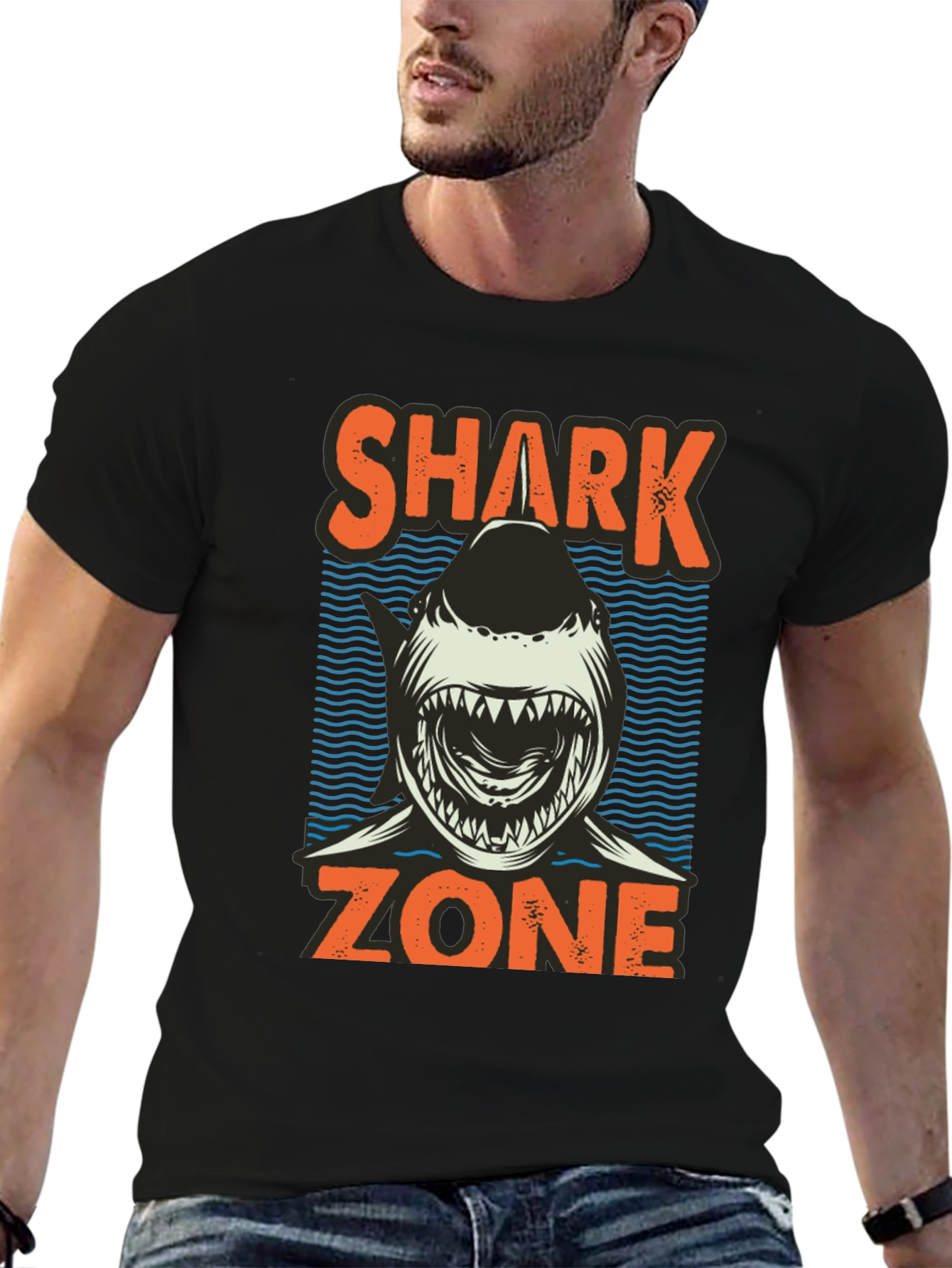 Black Shark Zone Graphic T-Shirt - Casual Style view 6