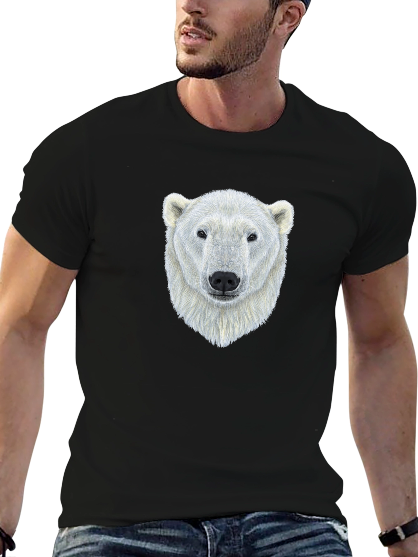 Black Cool Polar Bear Graphic Tee - Black view 6