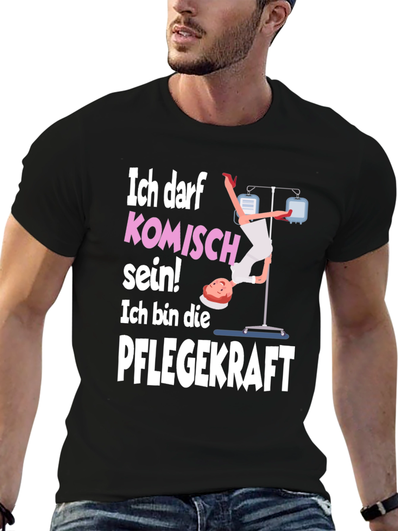 Black Funny Nurse T-Shirt - Ich Darf Komisch Sein! view 6