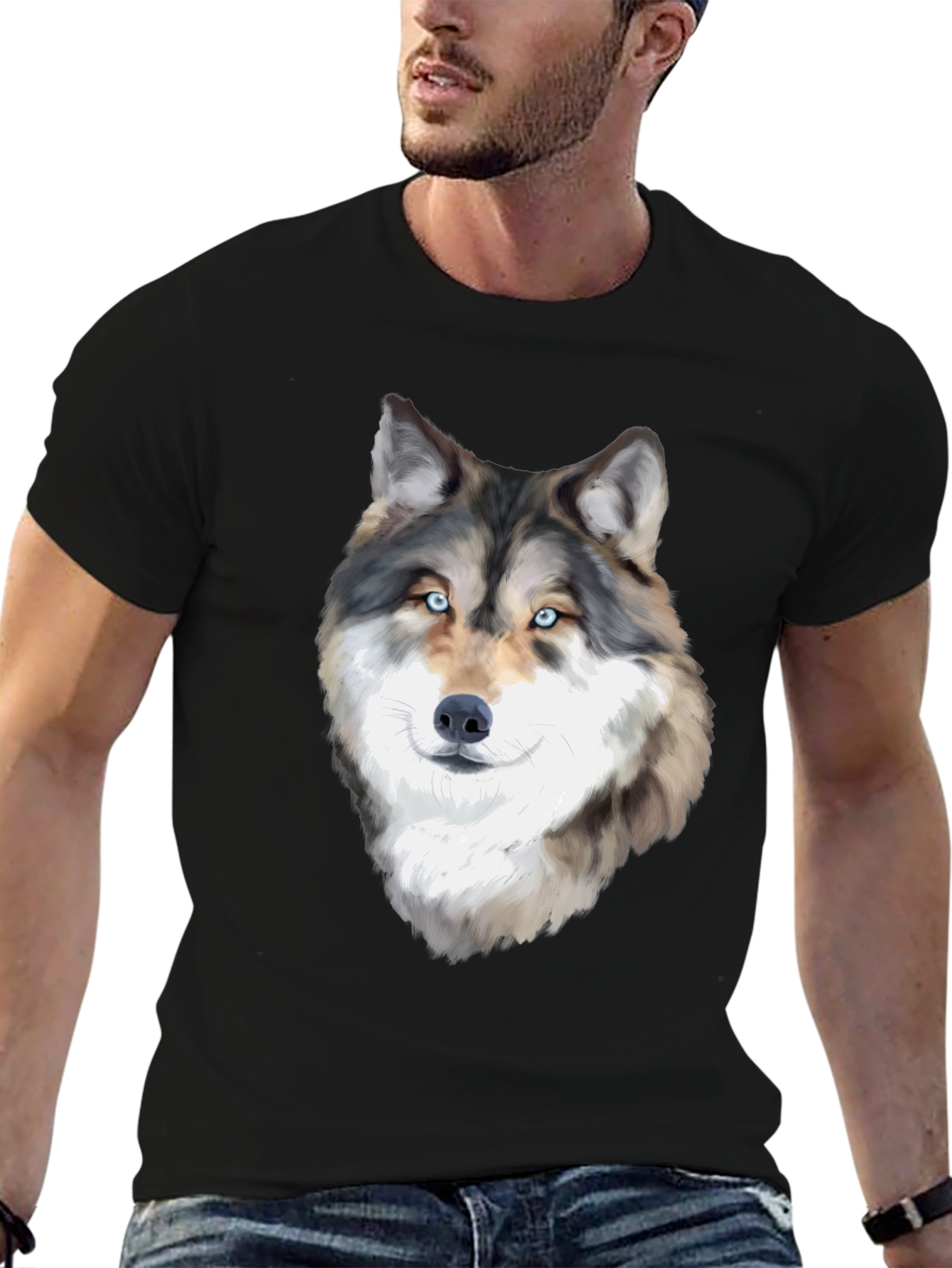 Black Wolf Graphic T-Shirt - Black view 6