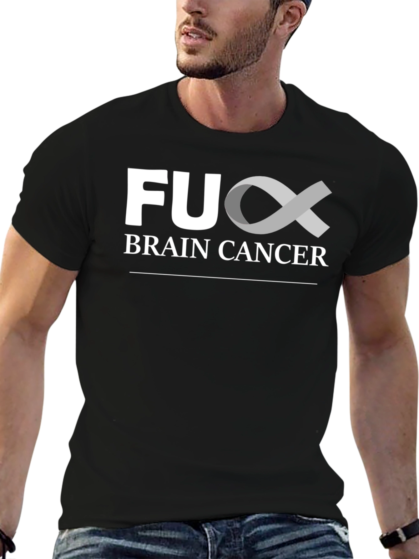 Black FU Brain Cancer Awareness T-Shirt - Support the Fight! view 6