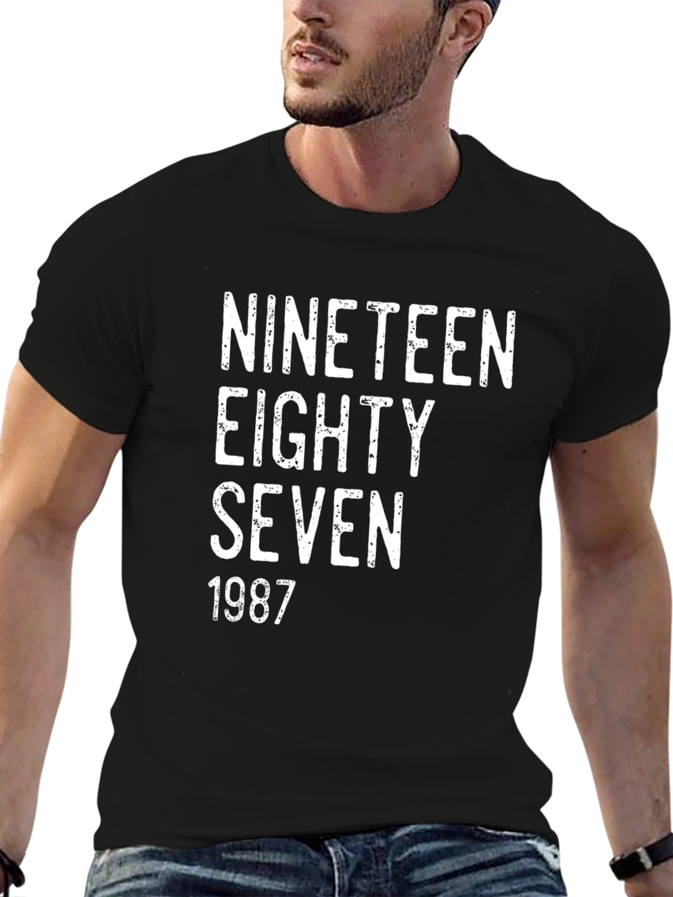 Black 1987 Vintage Style Graphic Tee - Retro Birthday Shirt view 6