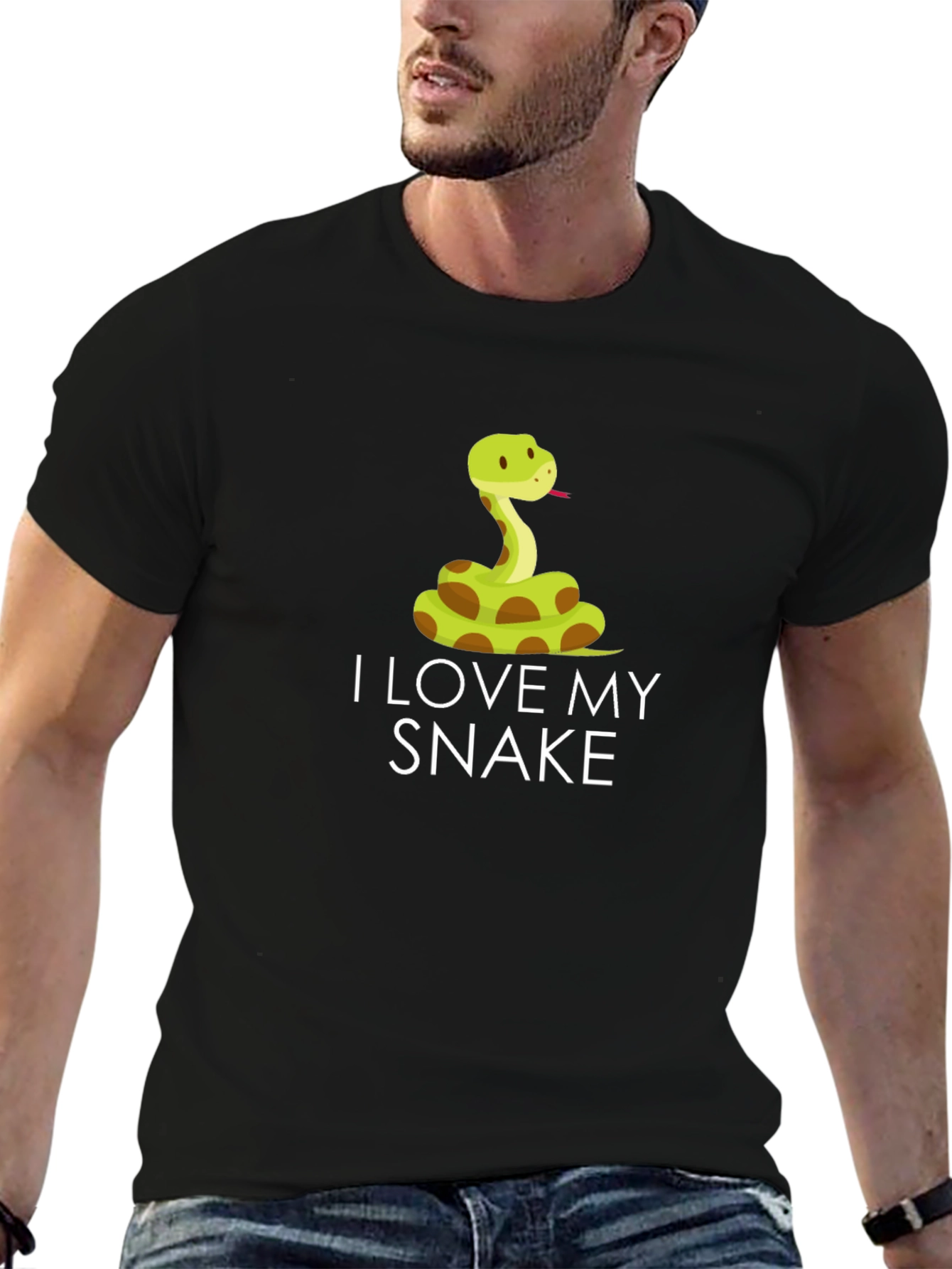 Black I Love My Snake T-Shirt - Cute Reptile Pet Tee view 6