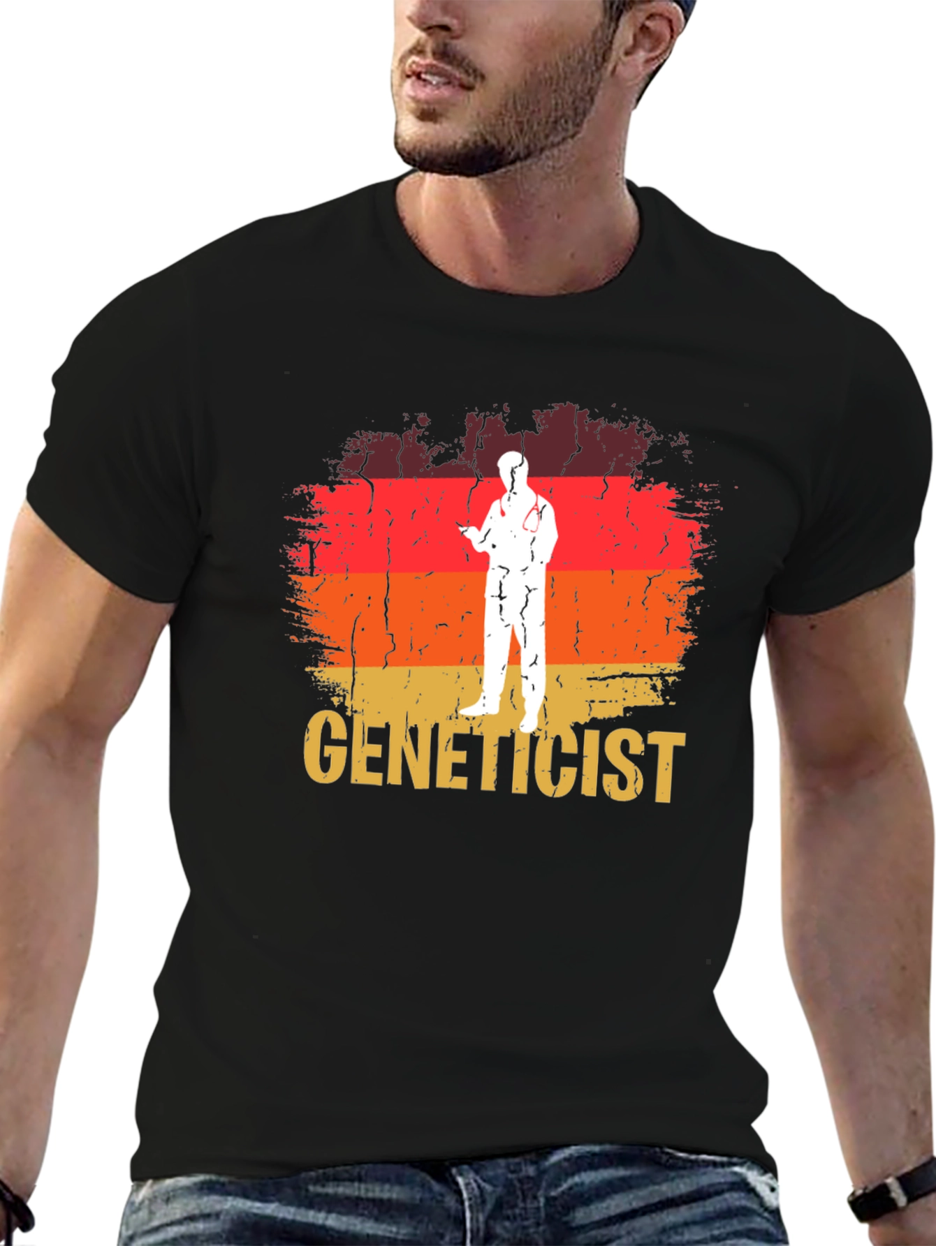 Black Genetics T-Shirt - Retro Design - Soft Cotton Blend view 6