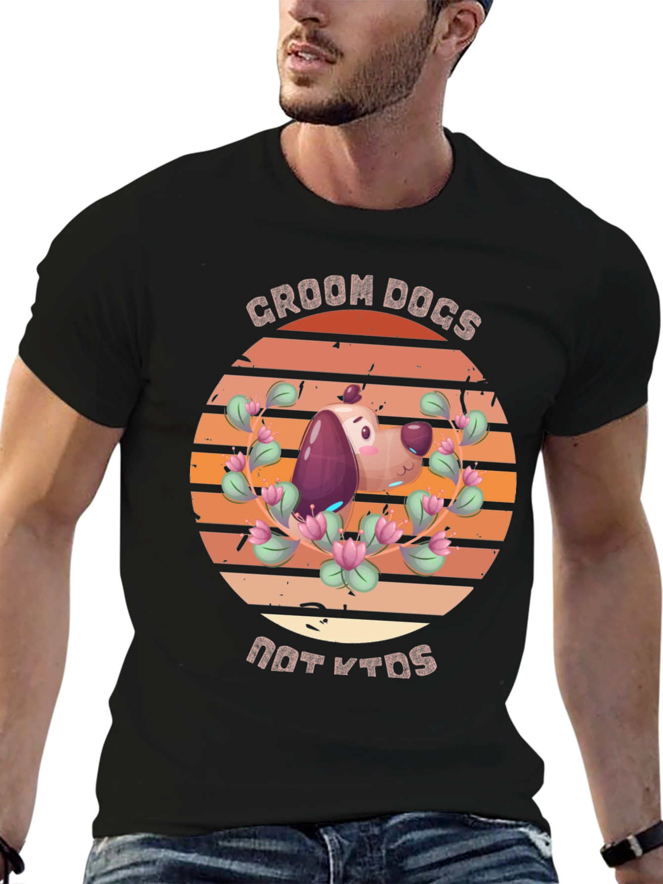 Black Groom Dogs Not Kids T-Shirt view 6