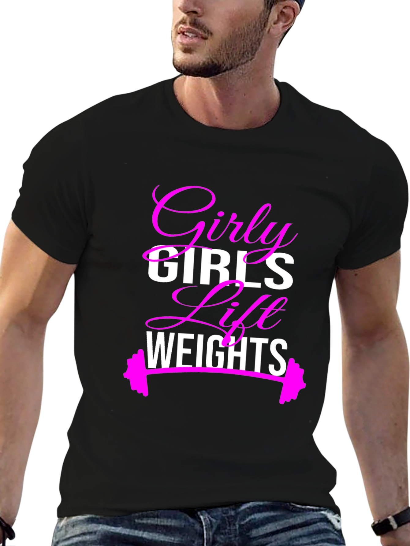 Black Girly Girls Lift Weights T-Shirt - Fitness Apparel view 6