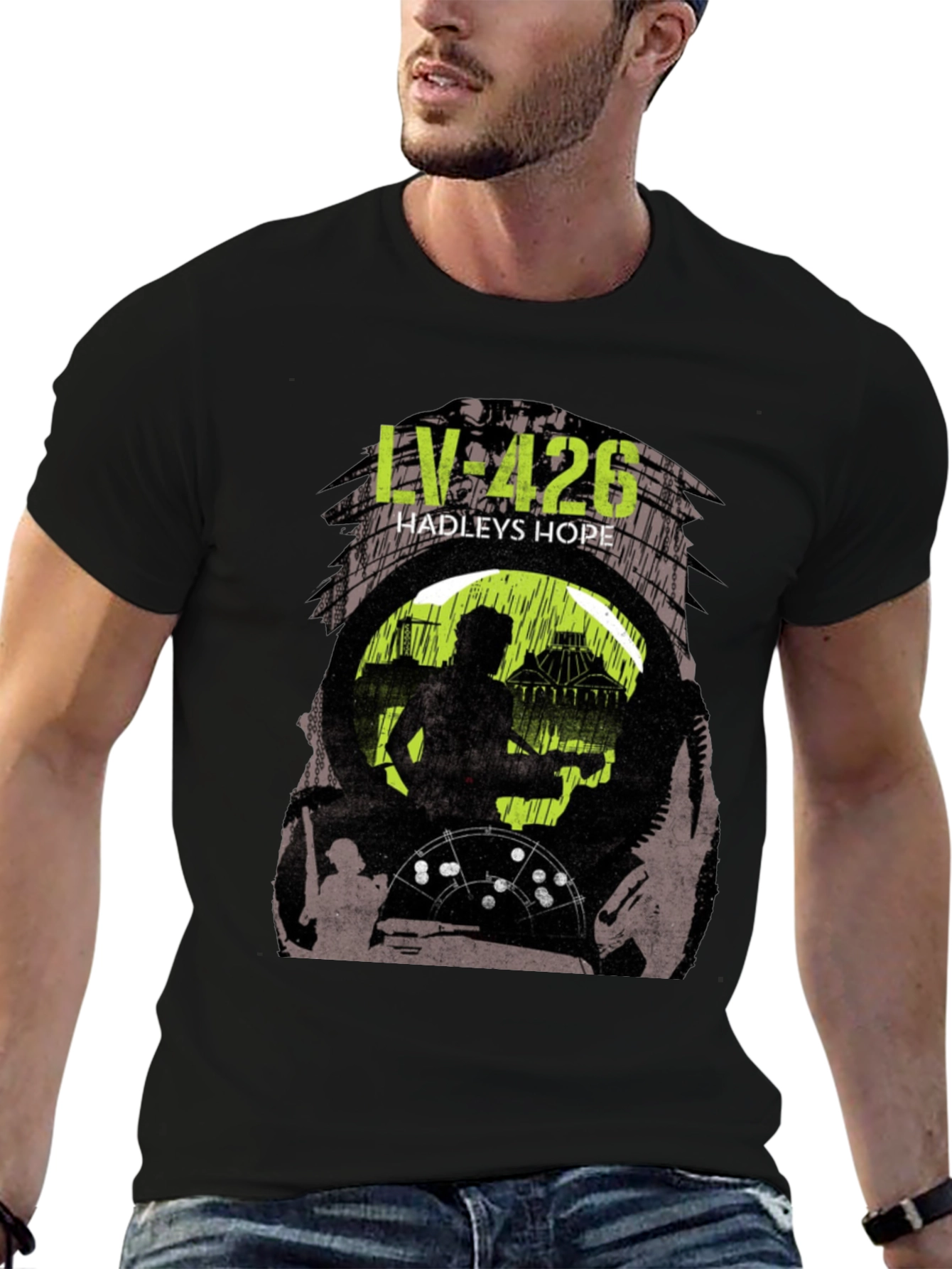 Black LV-426 Hadley's Hope Graphic T-Shirt view 6