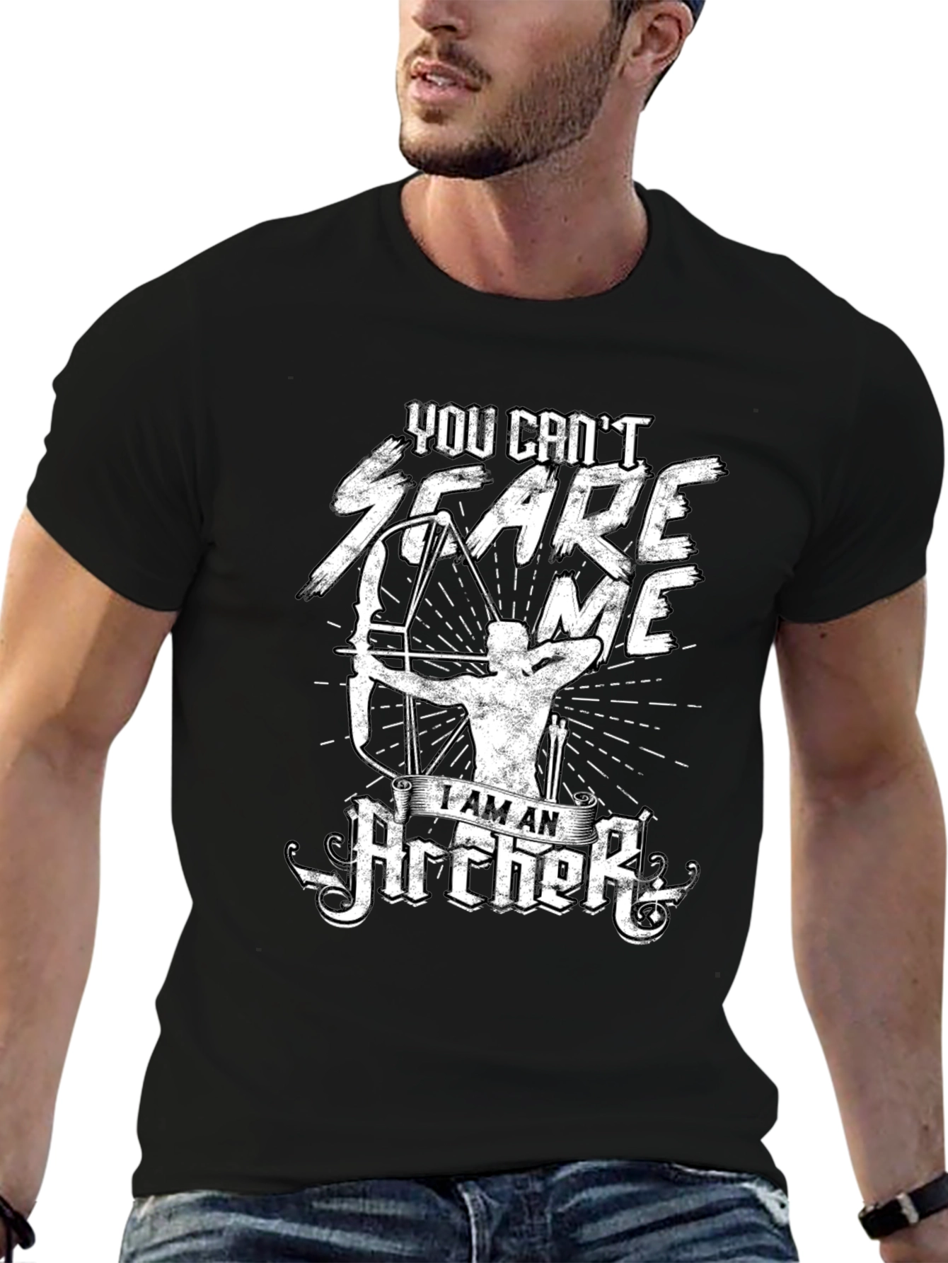 Black Archer T-Shirt - You Can't Scare Me Funny Graphic Tee view 6