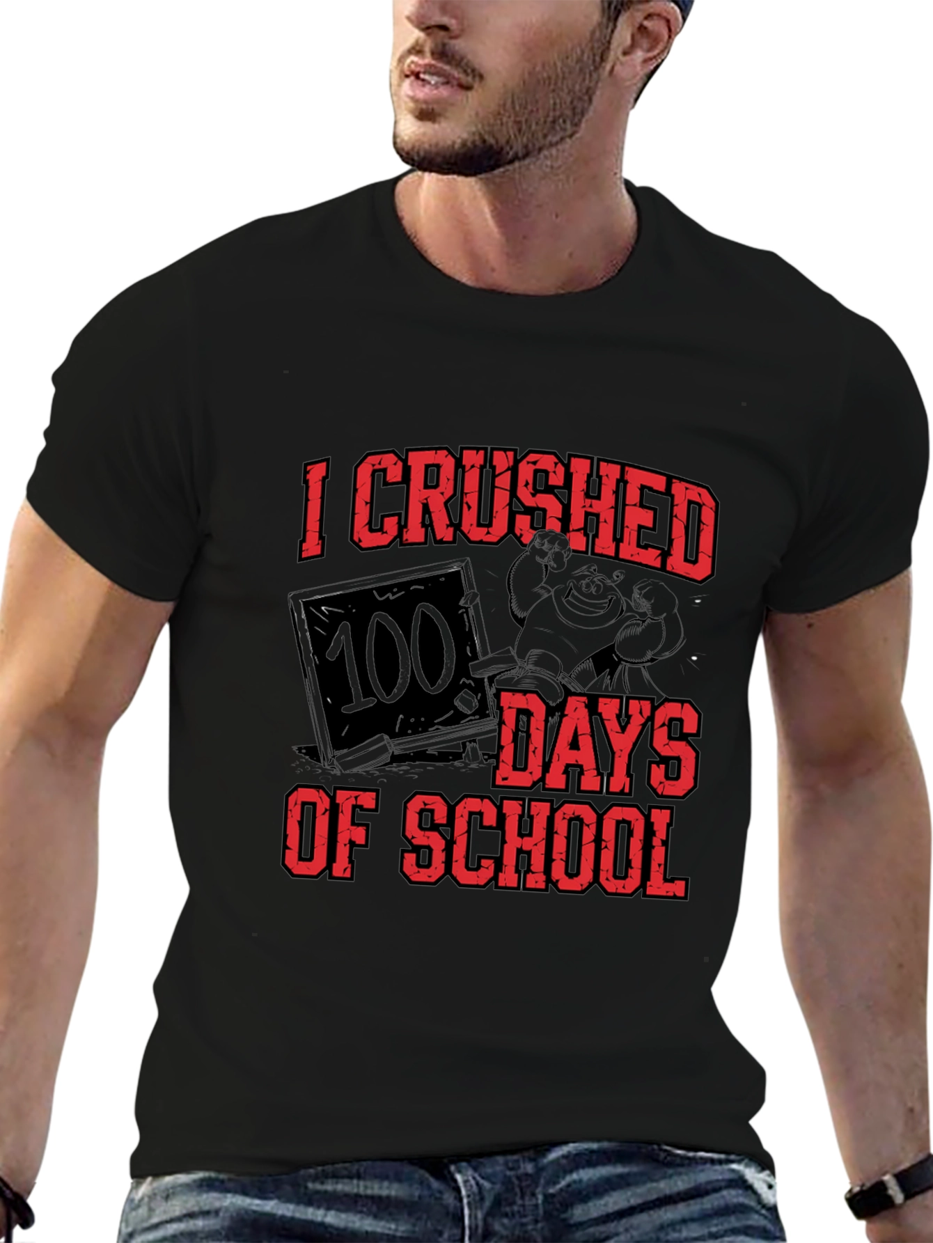 Black I Crushed 100 Days of School T-Shirt view 6