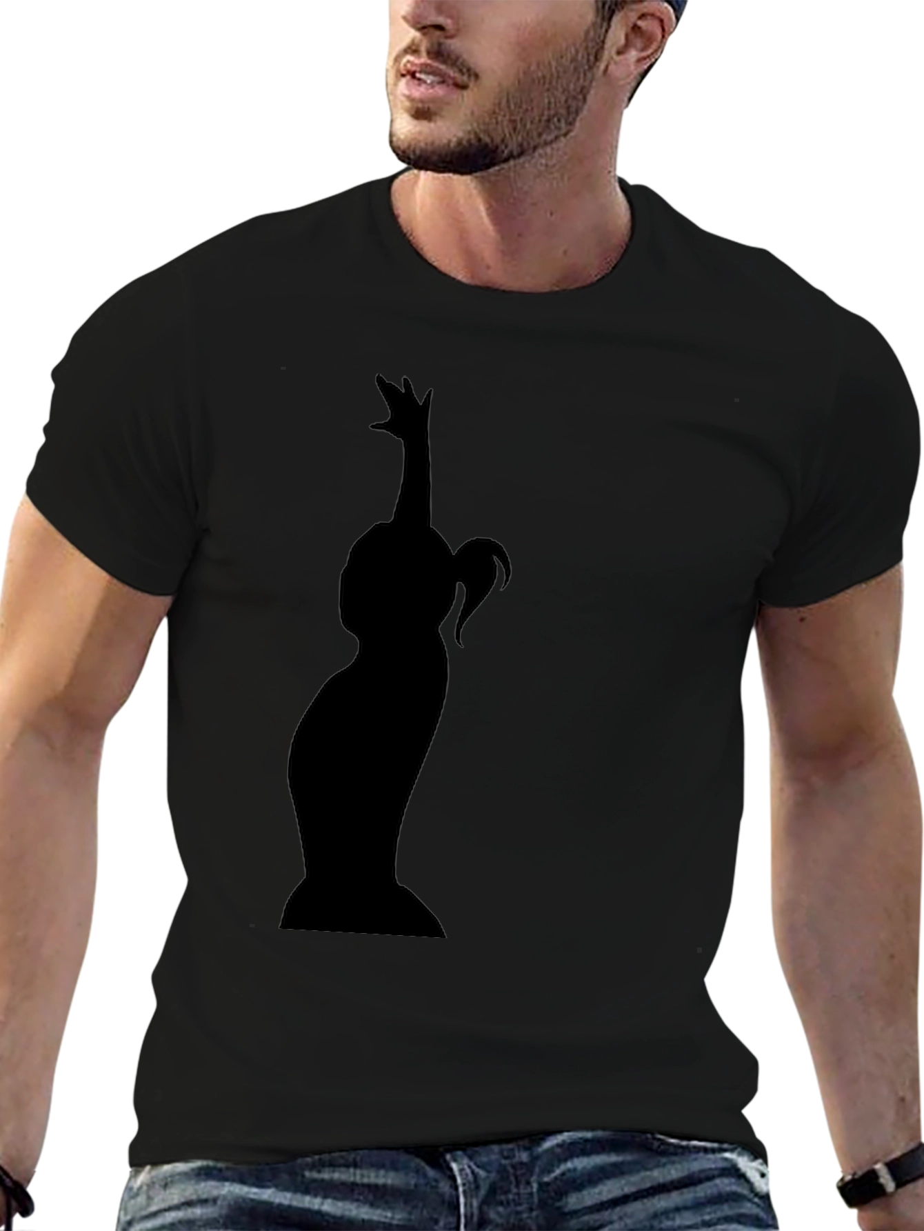 Black Silhouette Graphic Tee - Black Cotton Blend view 6