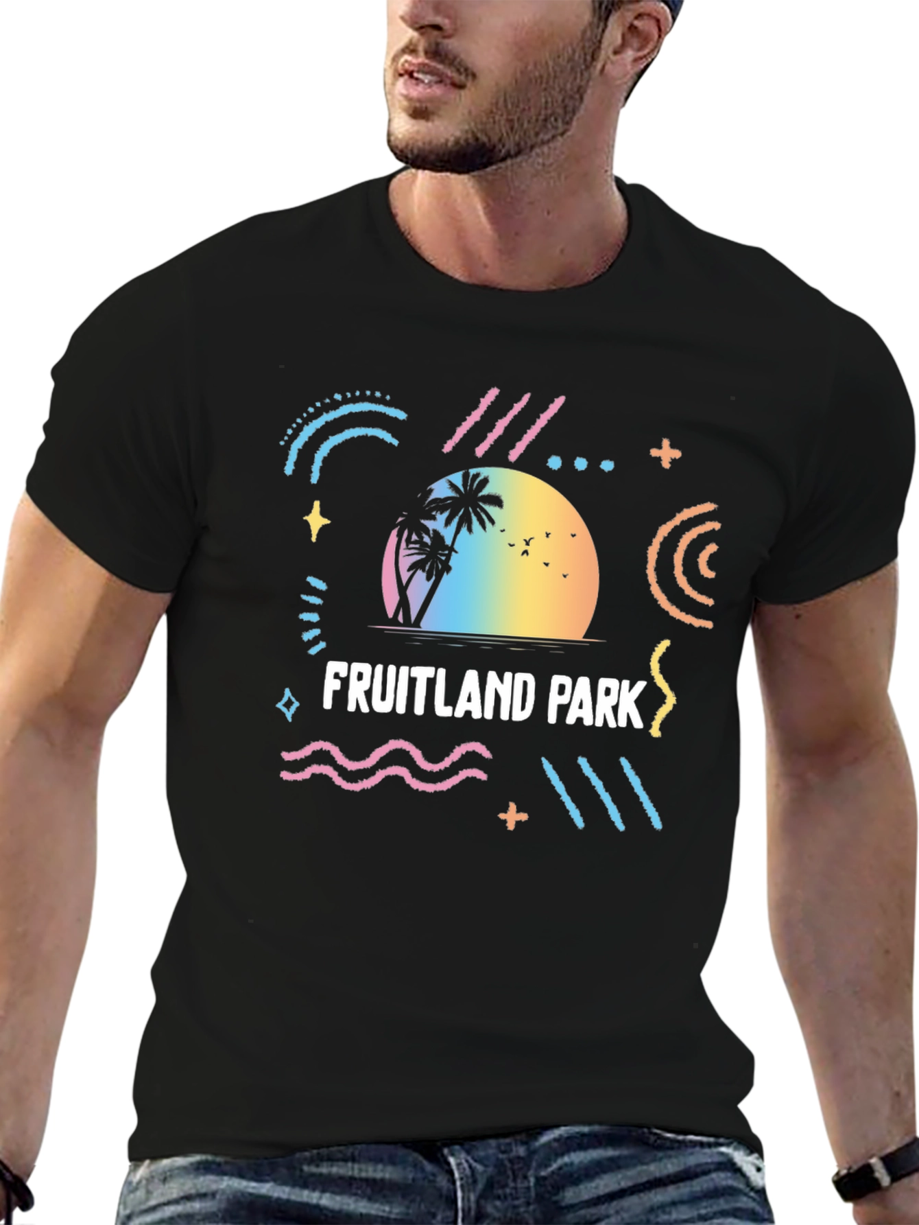Black Fruitland Park Retro Graphic T-Shirt view 6