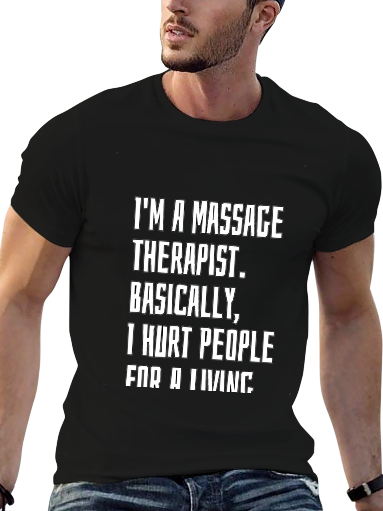 Black Massage Therapist Funny T-Shirt view 6