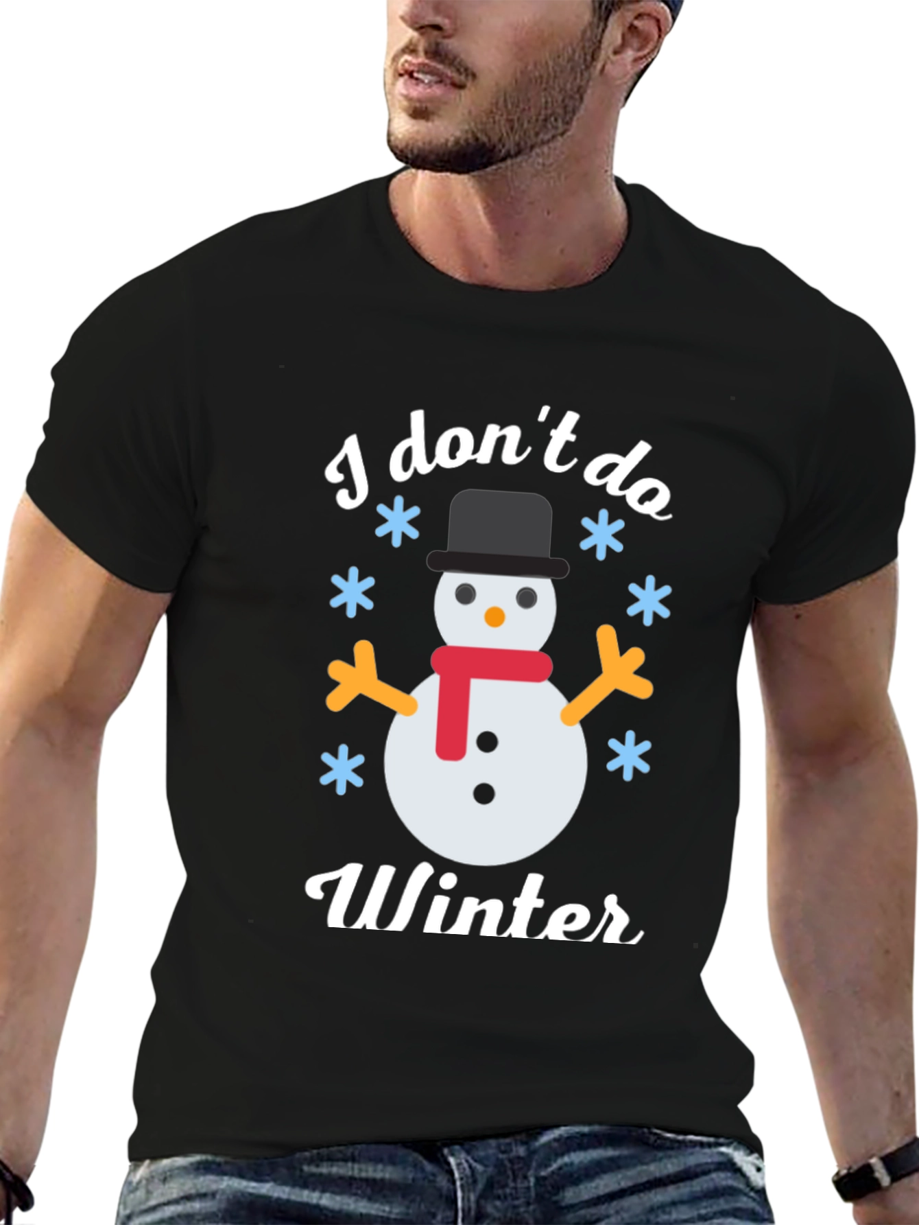 Black I Don't Do Winter Snowman Graphic Tee view 6
