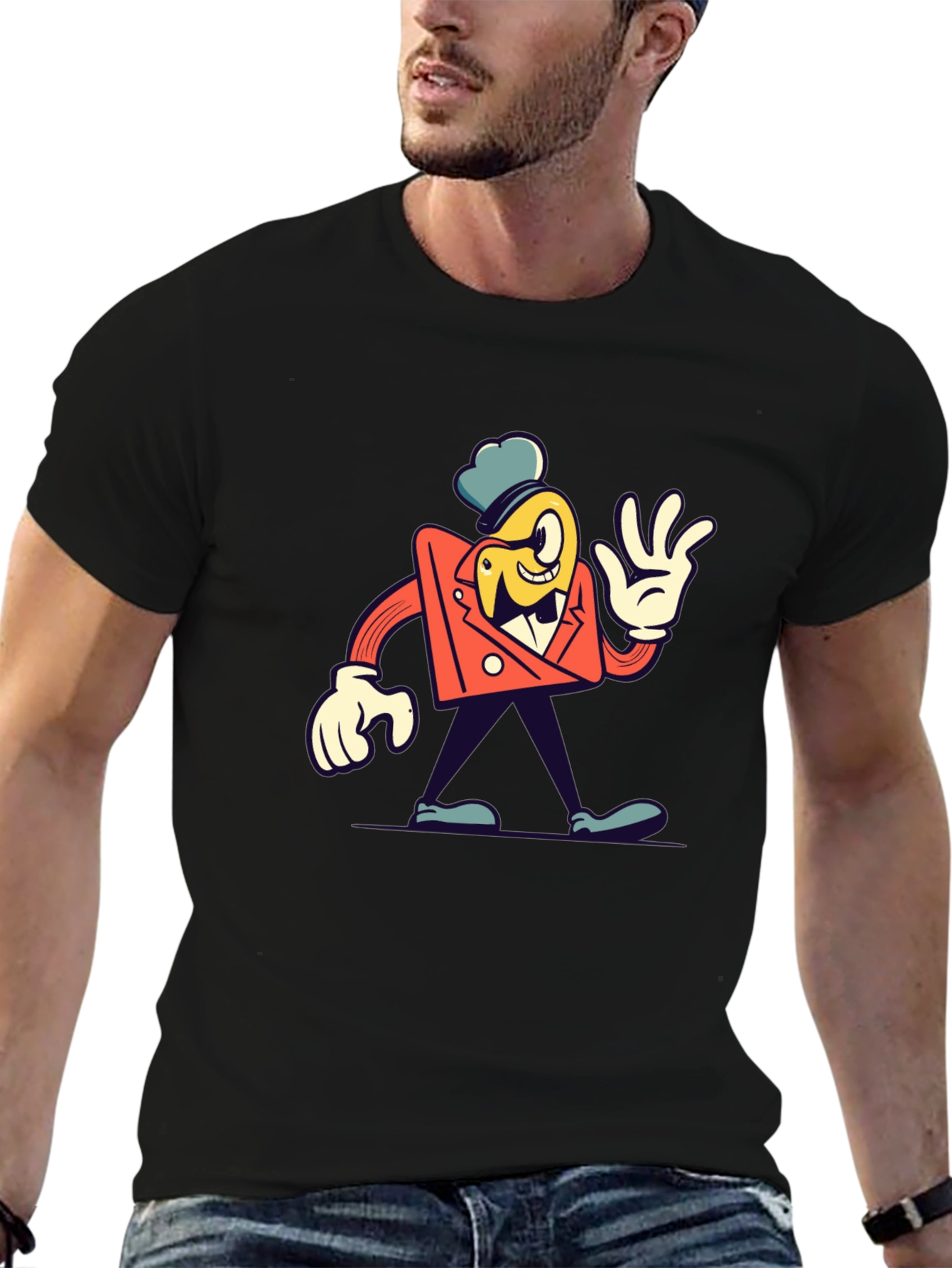 Black Cartoon Character Black T-Shirt view 6