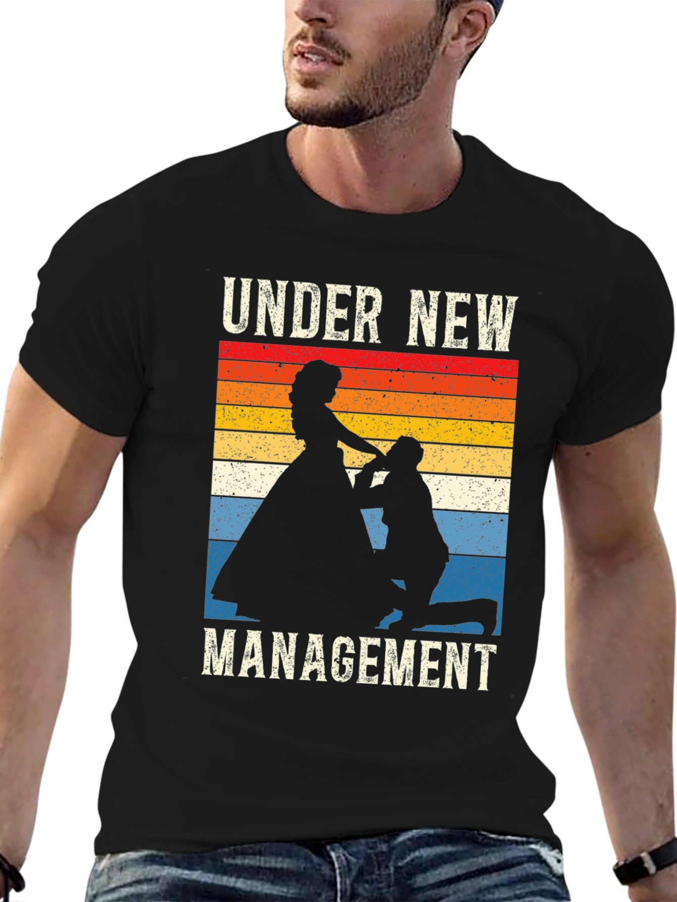 Black Under New Management Wedding Graphic T-Shirt view 6