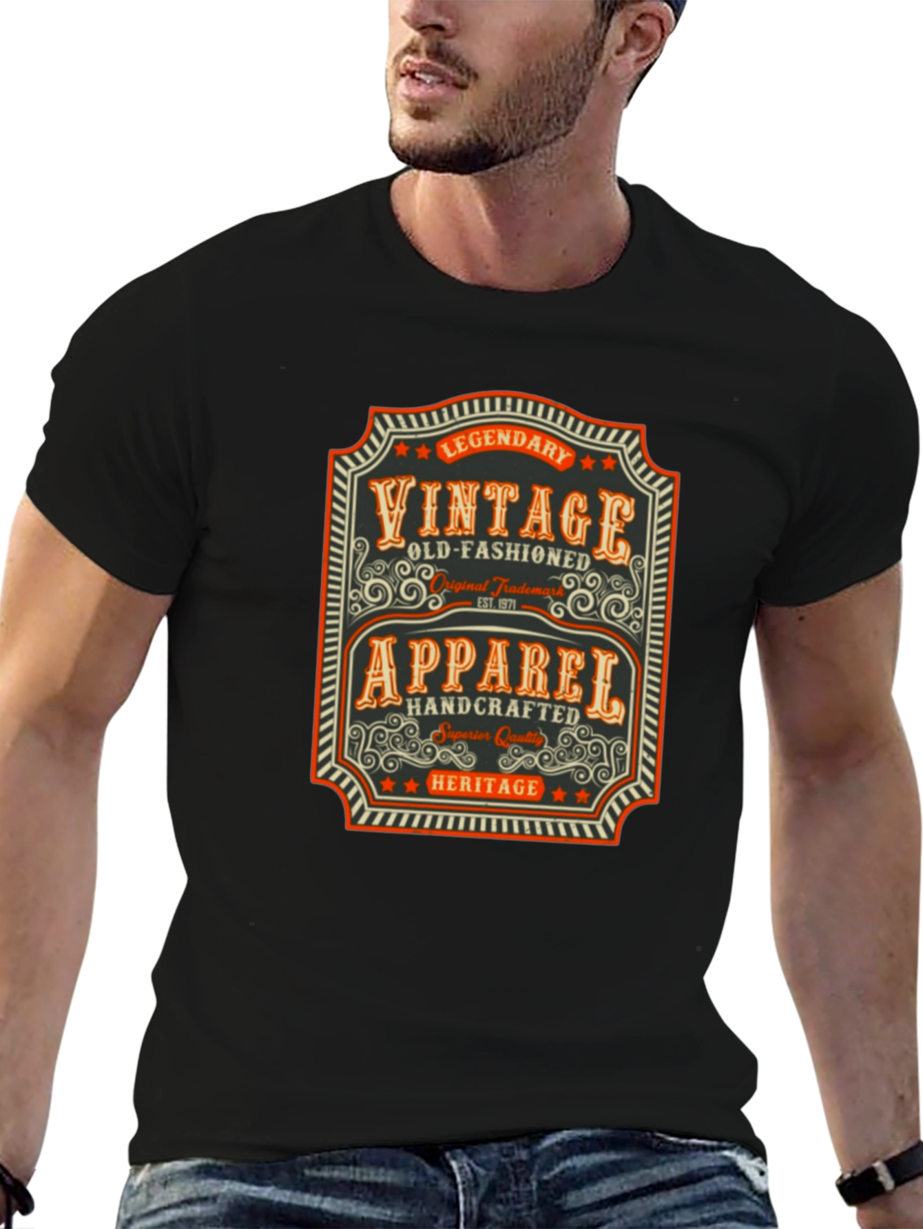 Black Vintage Apparel T-Shirt: Legendary Handcrafted Design view 6