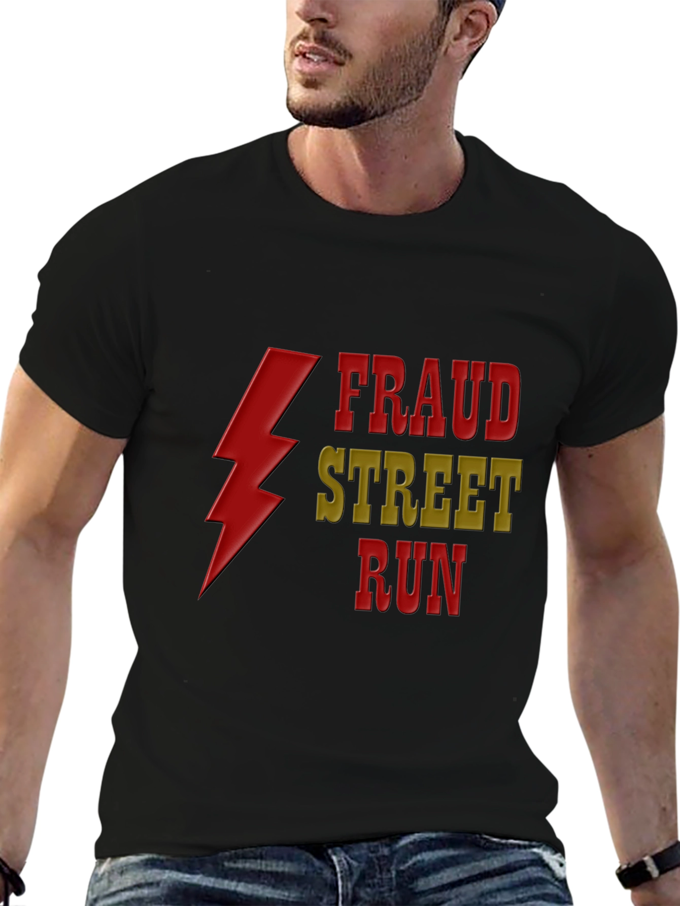 Black Fraud Street Run Graphic T-Shirt view 6