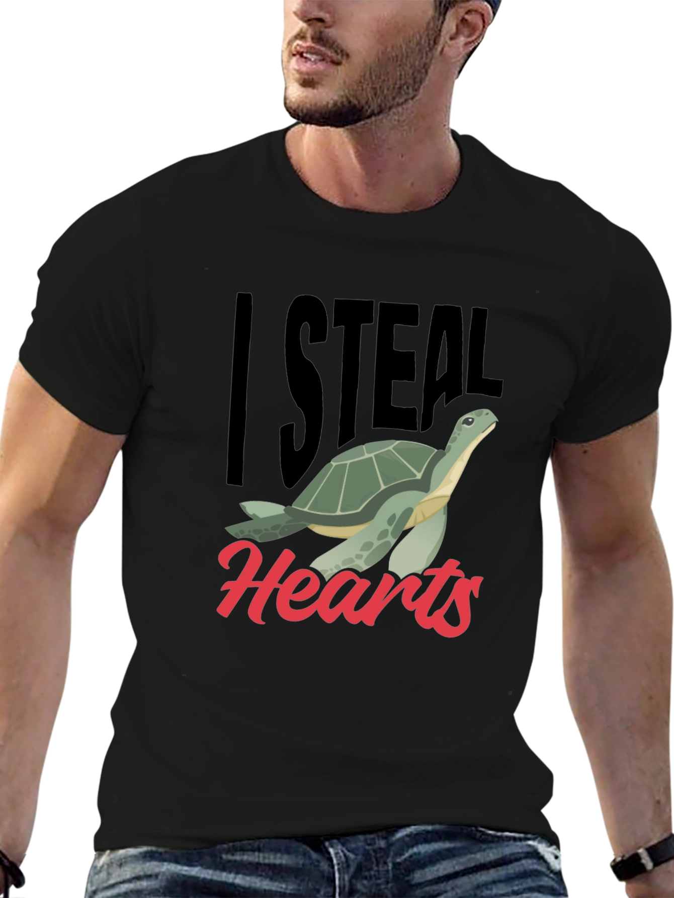 Black I Steal Hearts Turtle T-Shirt view 6