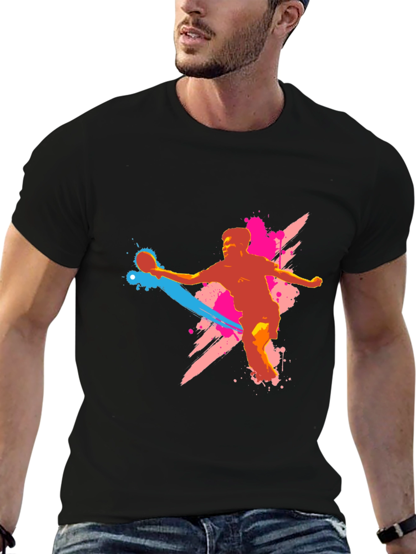 Handball Player Graphic T-Shirt - Black - 6