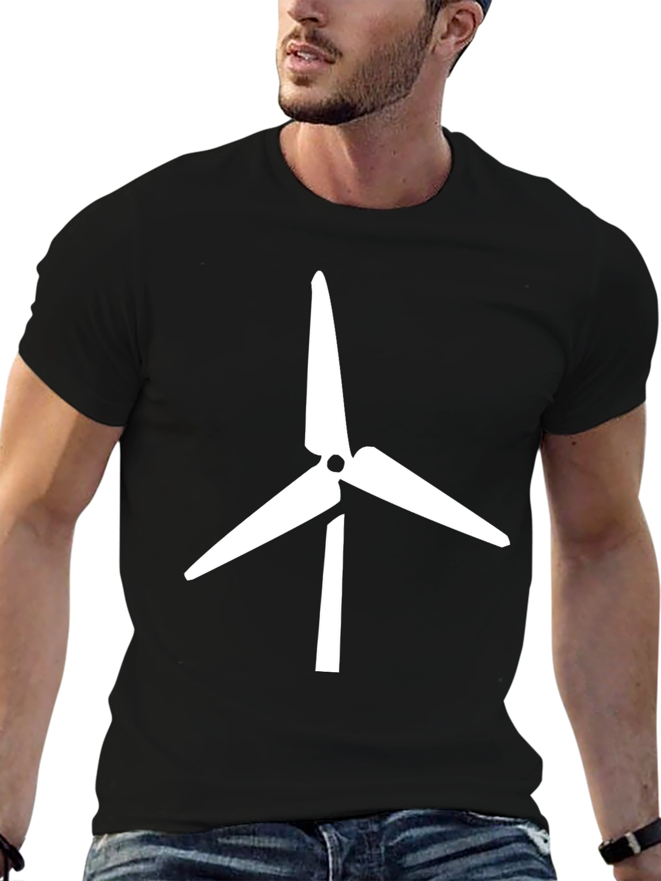 Black Wind Turbine Graphic Tee - Black view 6