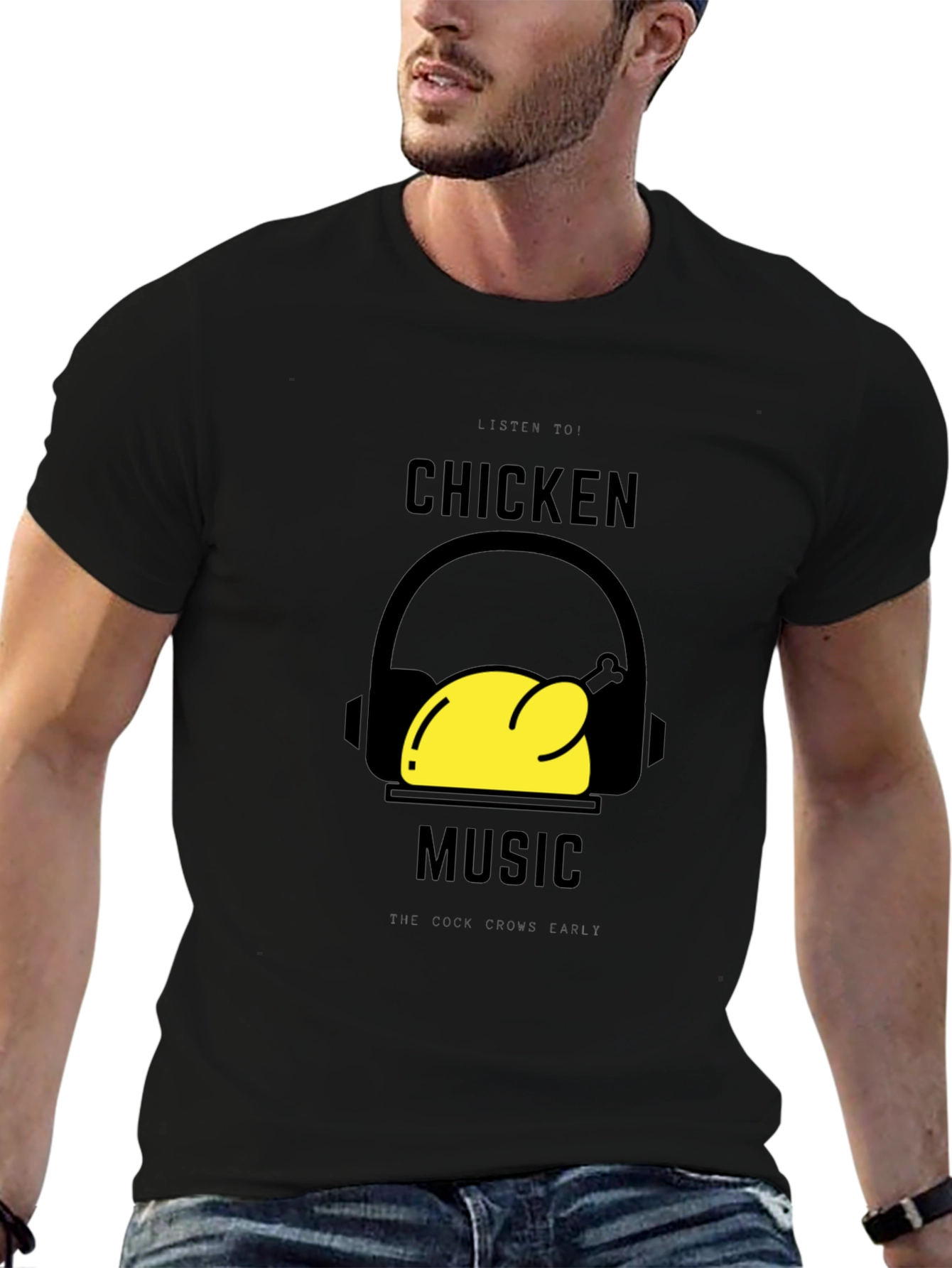 Black Chicken Music Graphic T-Shirt - Black view 6