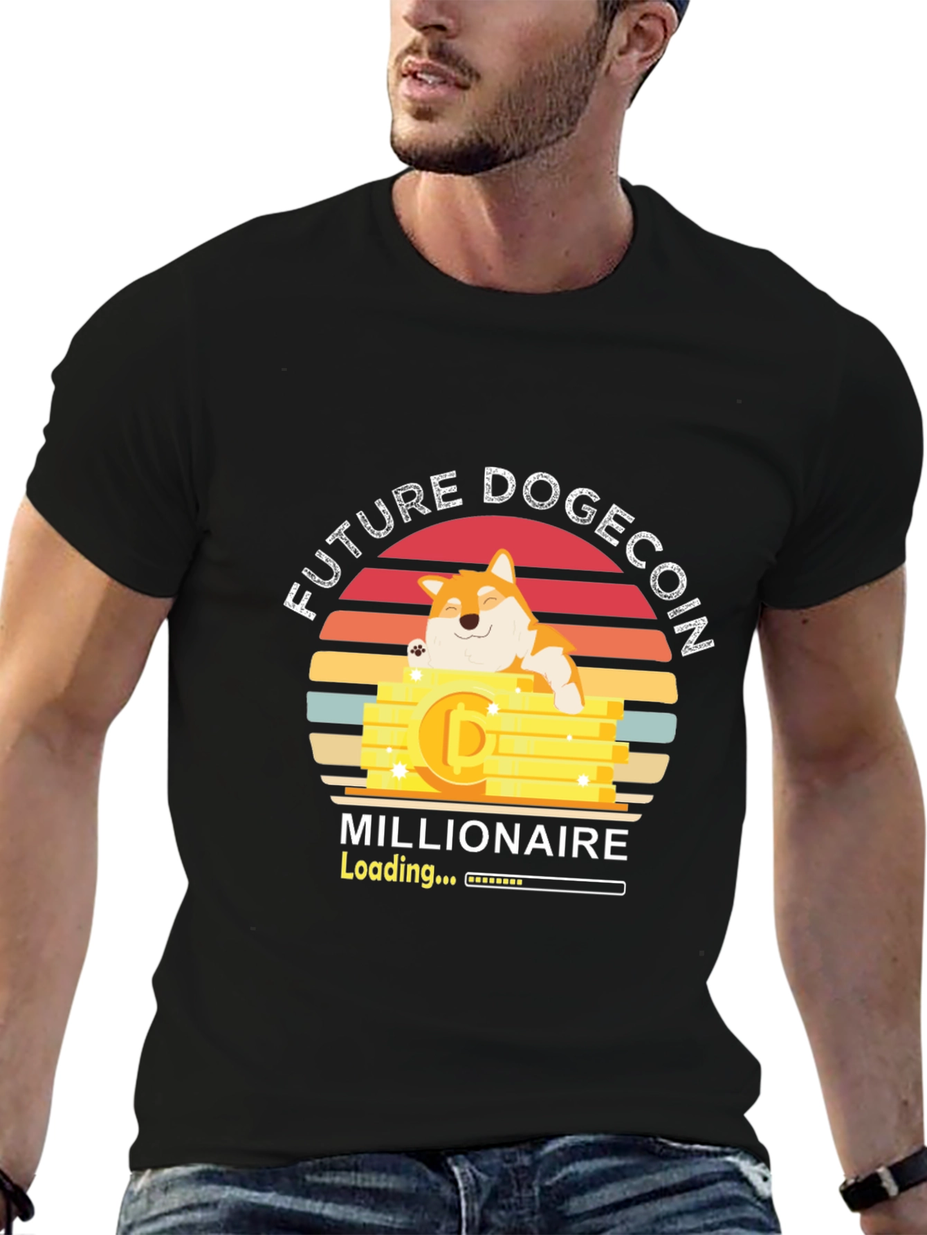 Black Future Dogecoin Millionaire T-Shirt view 6