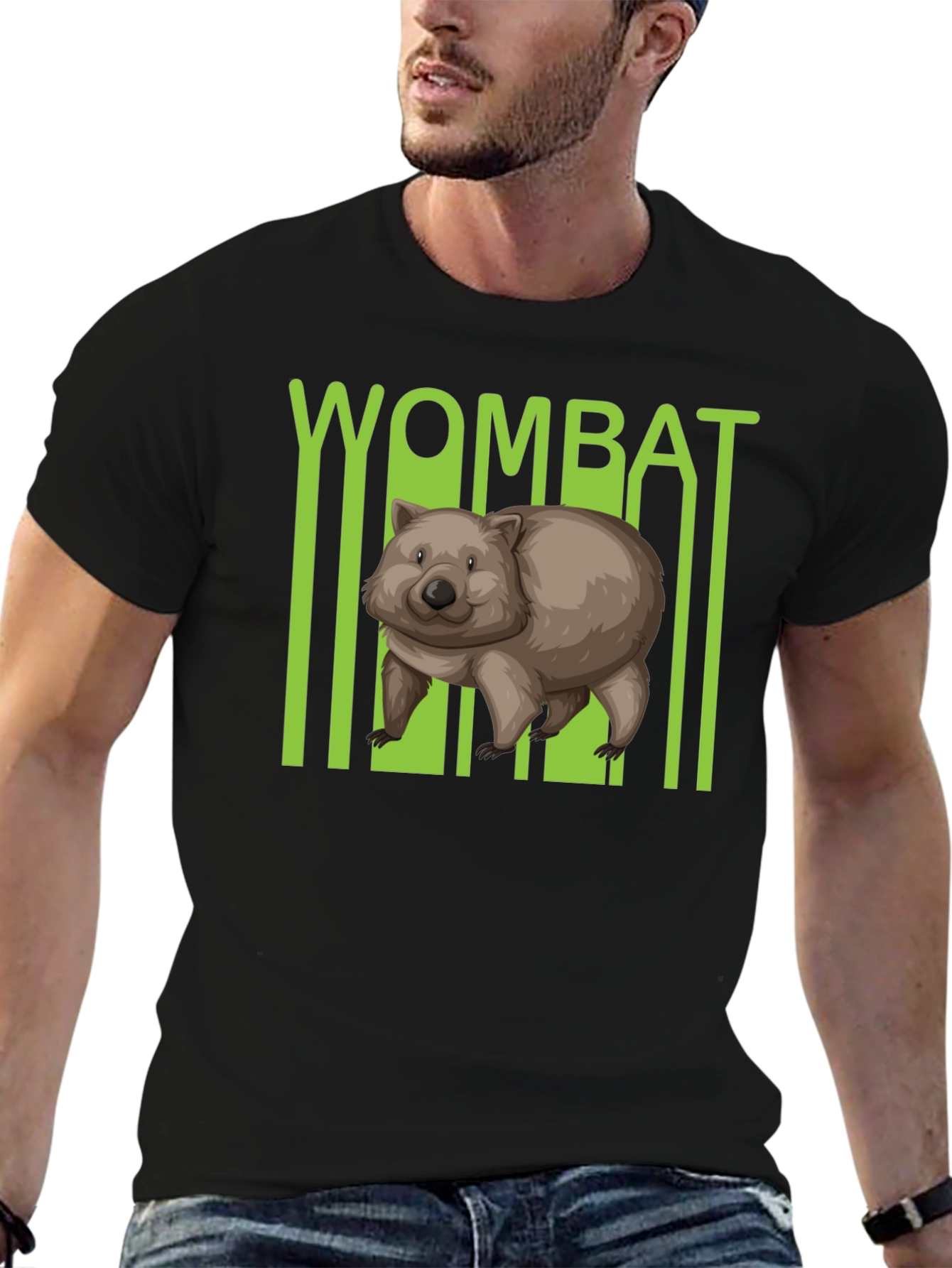 Black Wombat Graphic T-Shirt - Black Cotton Tee view 6