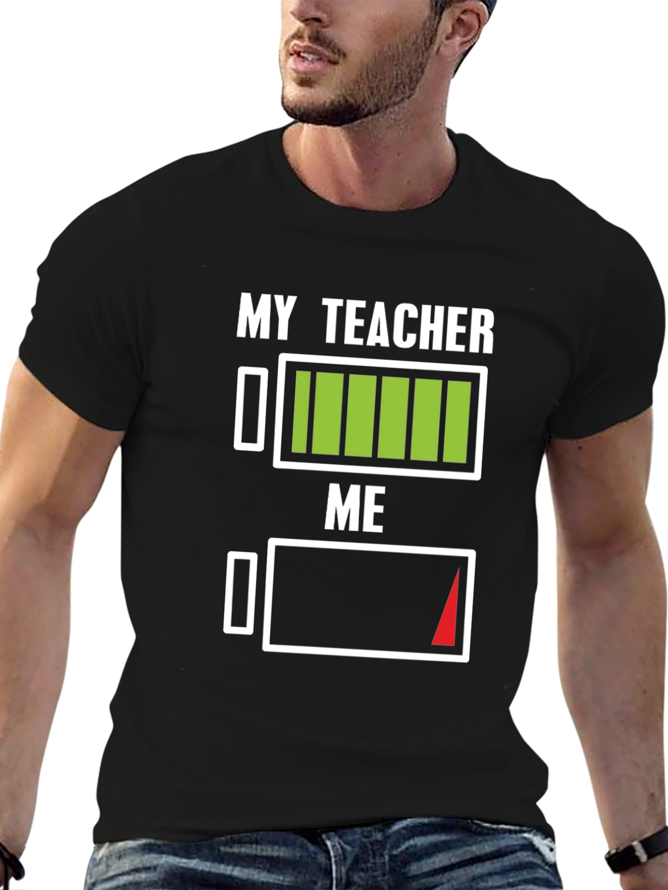 Black My Teacher/Me Energy Level Graphic Tee view 6