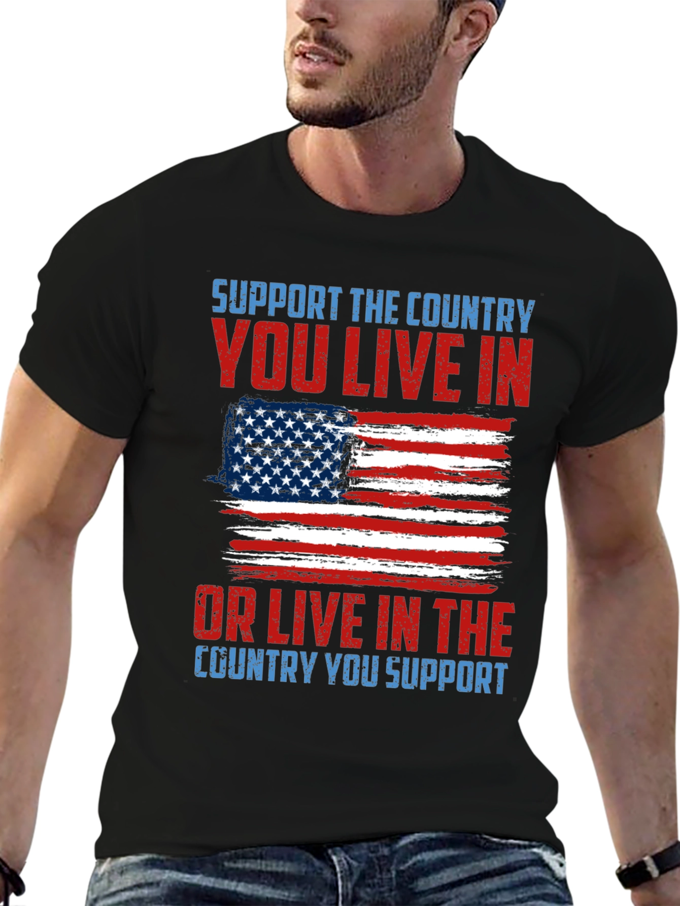 Black Patriotic T-Shirt - Support Your Country Tee view 6