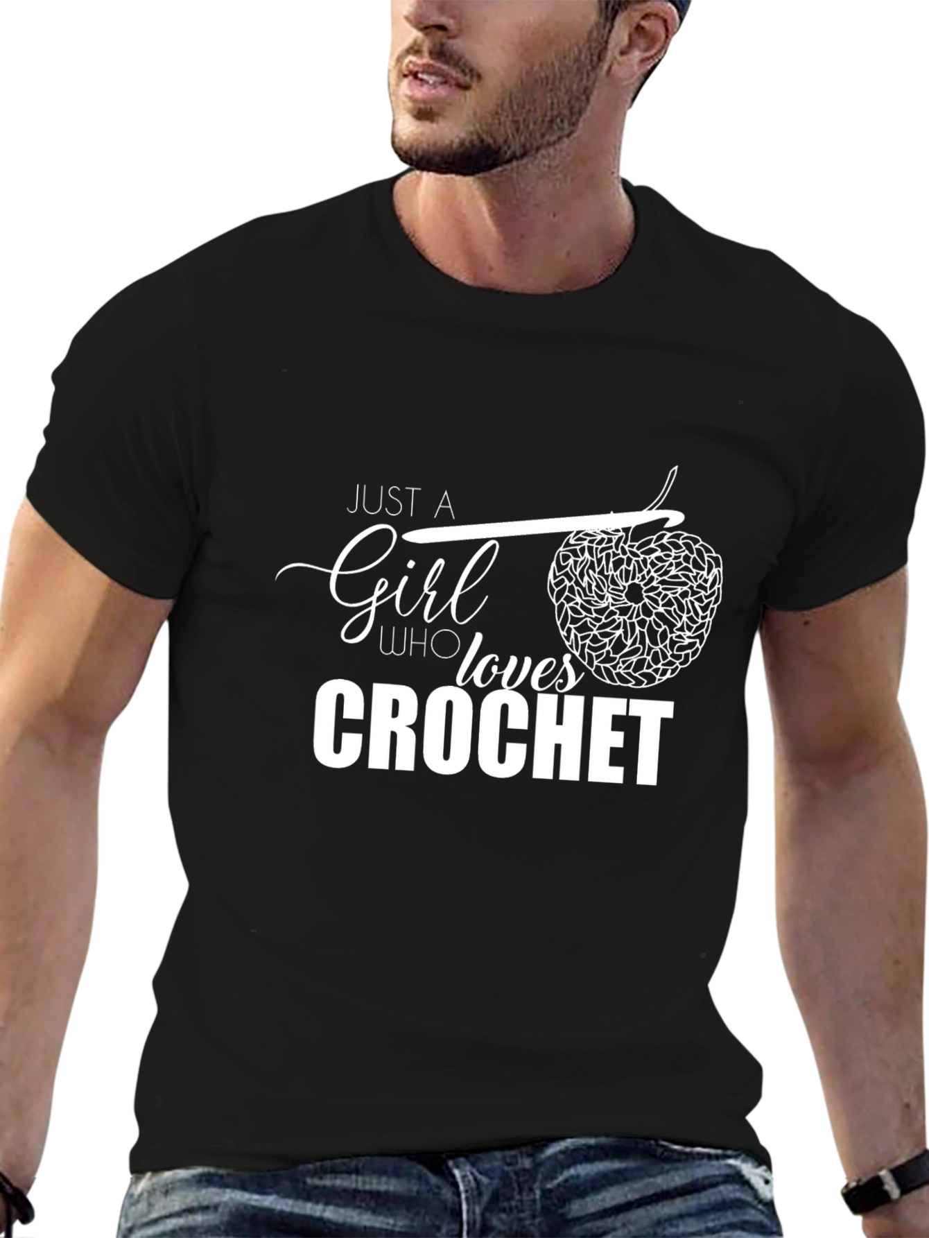 Black Crochet Lover T-Shirt - Just A Girl Who Loves Crochet view 6