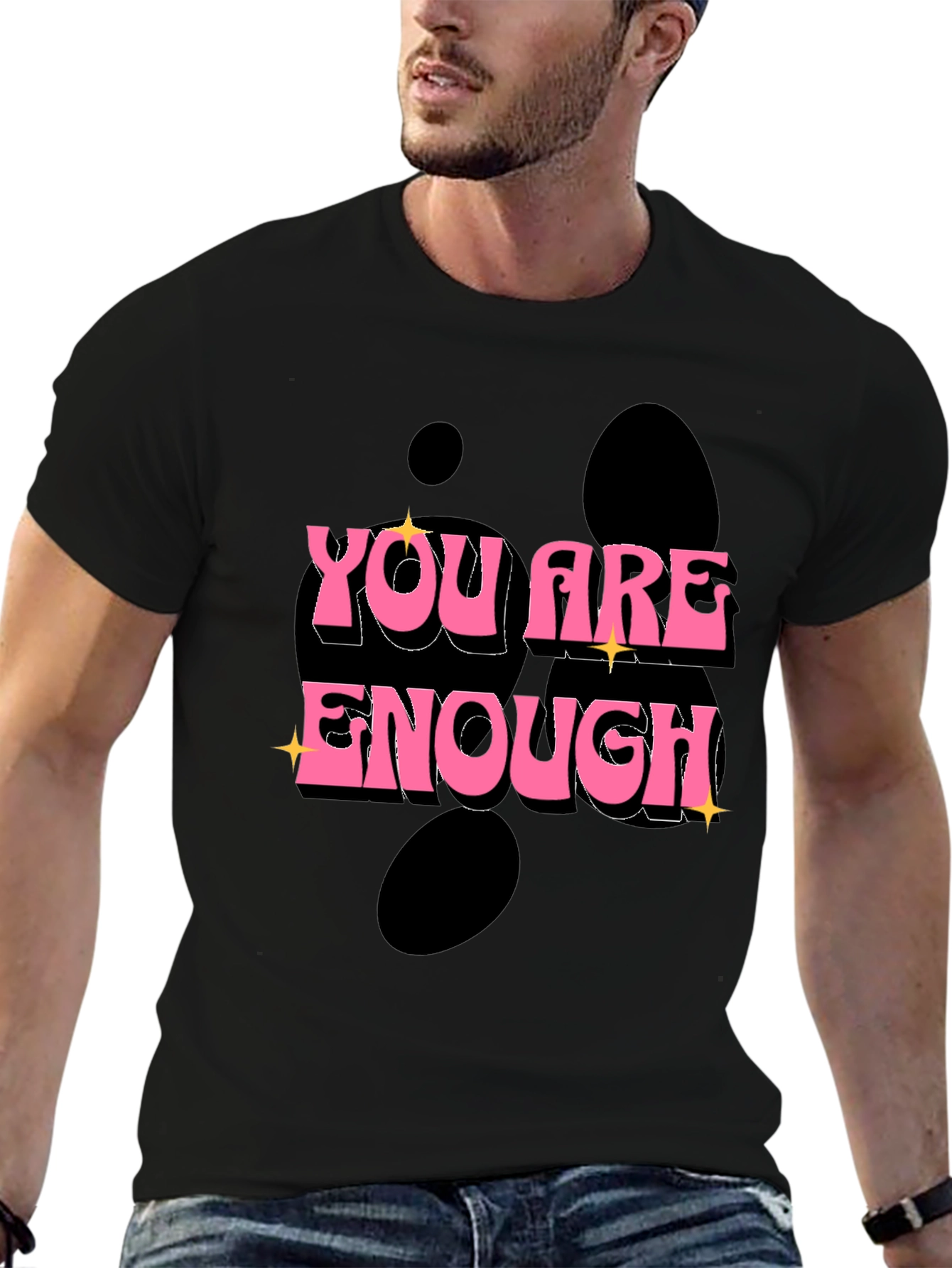 Black You Are Enough Graphic Tee - Black view 6