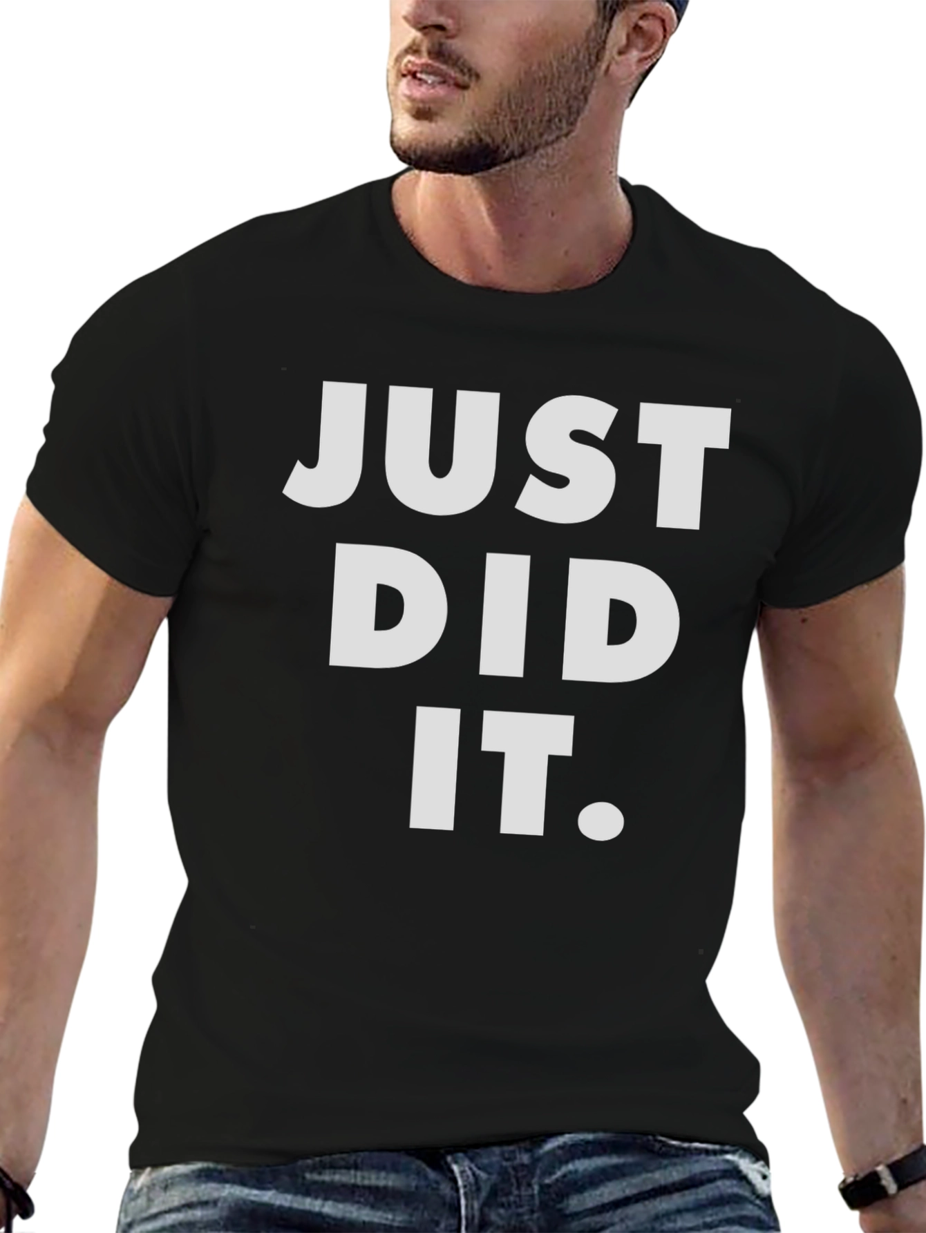 Black Just Did It Graphic Tee - Black Casual T-Shirt view 6