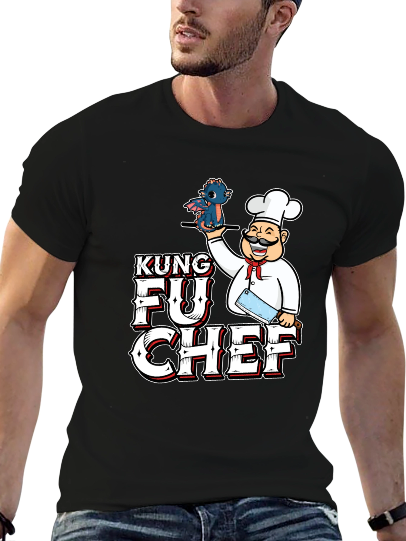Black Kung Fu Chef Graphic T-Shirt view 6