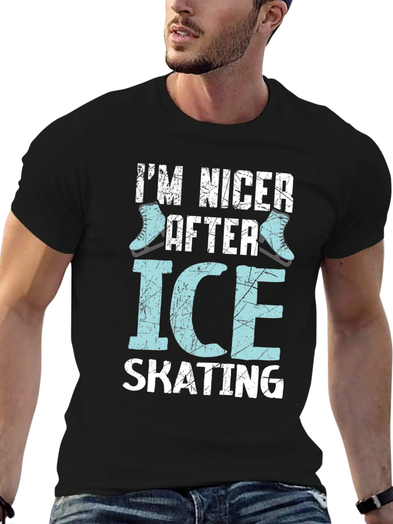 Black I'm Nicer After Ice Skating Graphic T-Shirt view 6