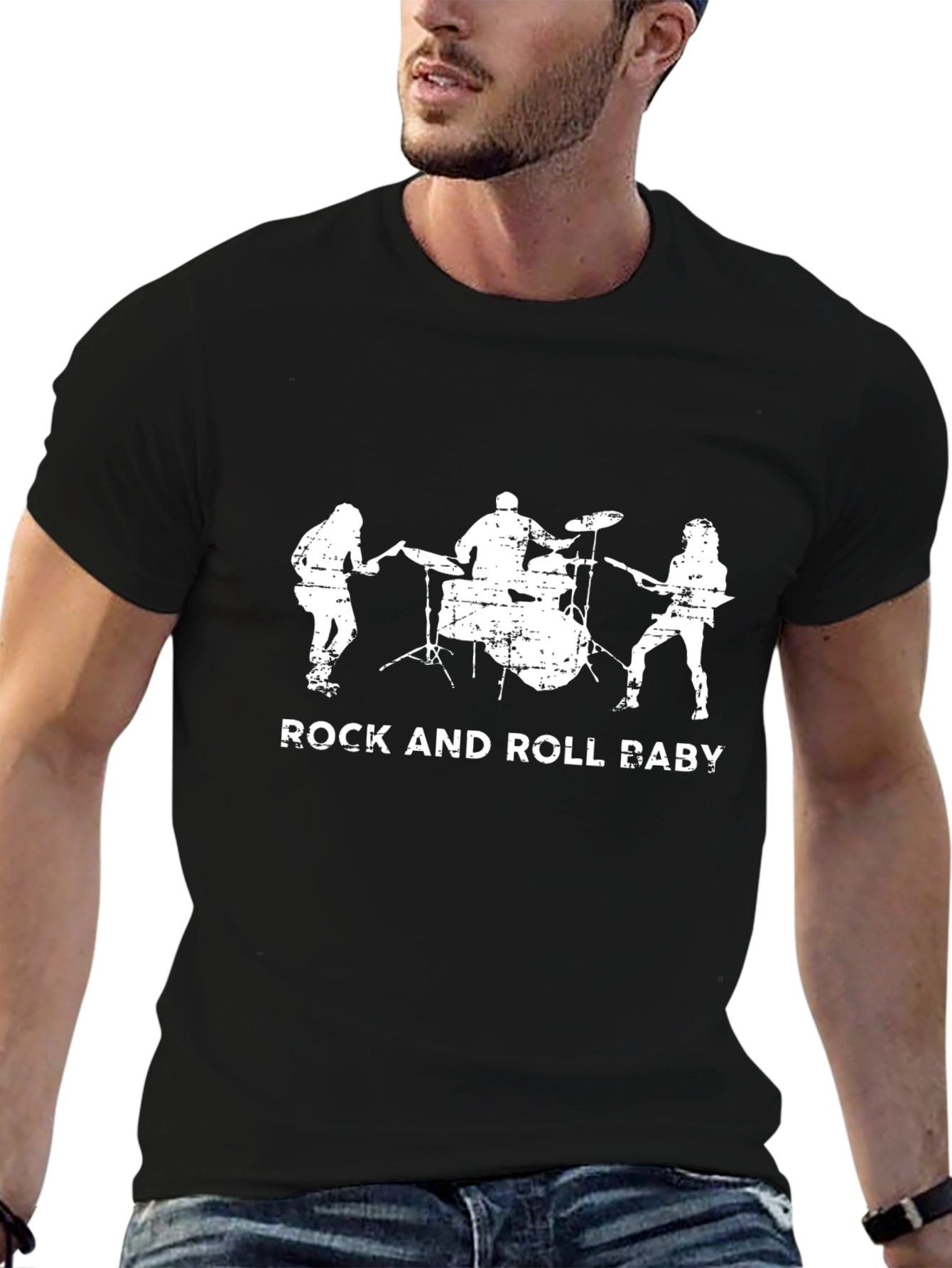 Black Rock and Roll Band Graphic Tee - Black view 6