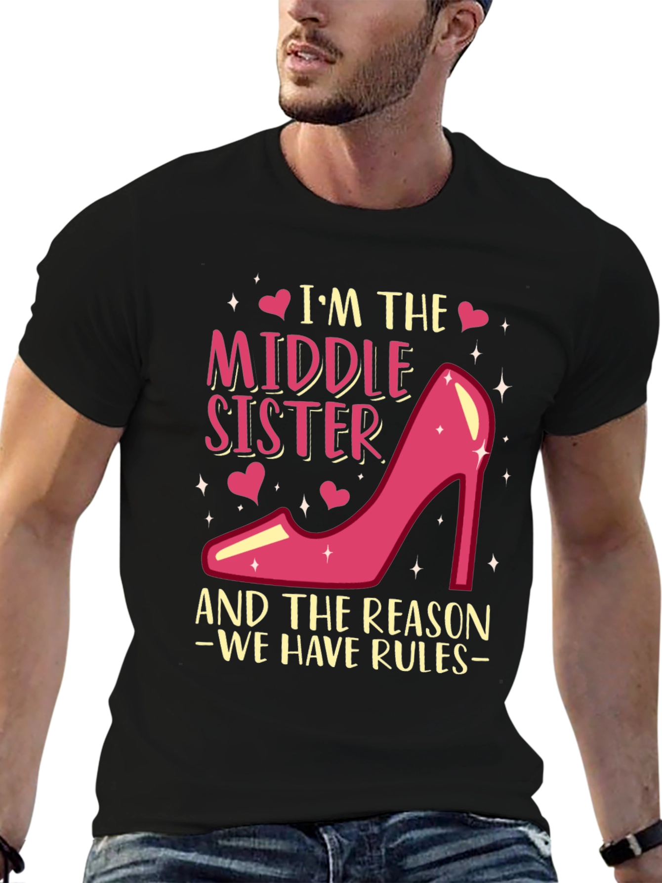 Black Middle Sister T-Shirt - Reason We Have Rules! view 6